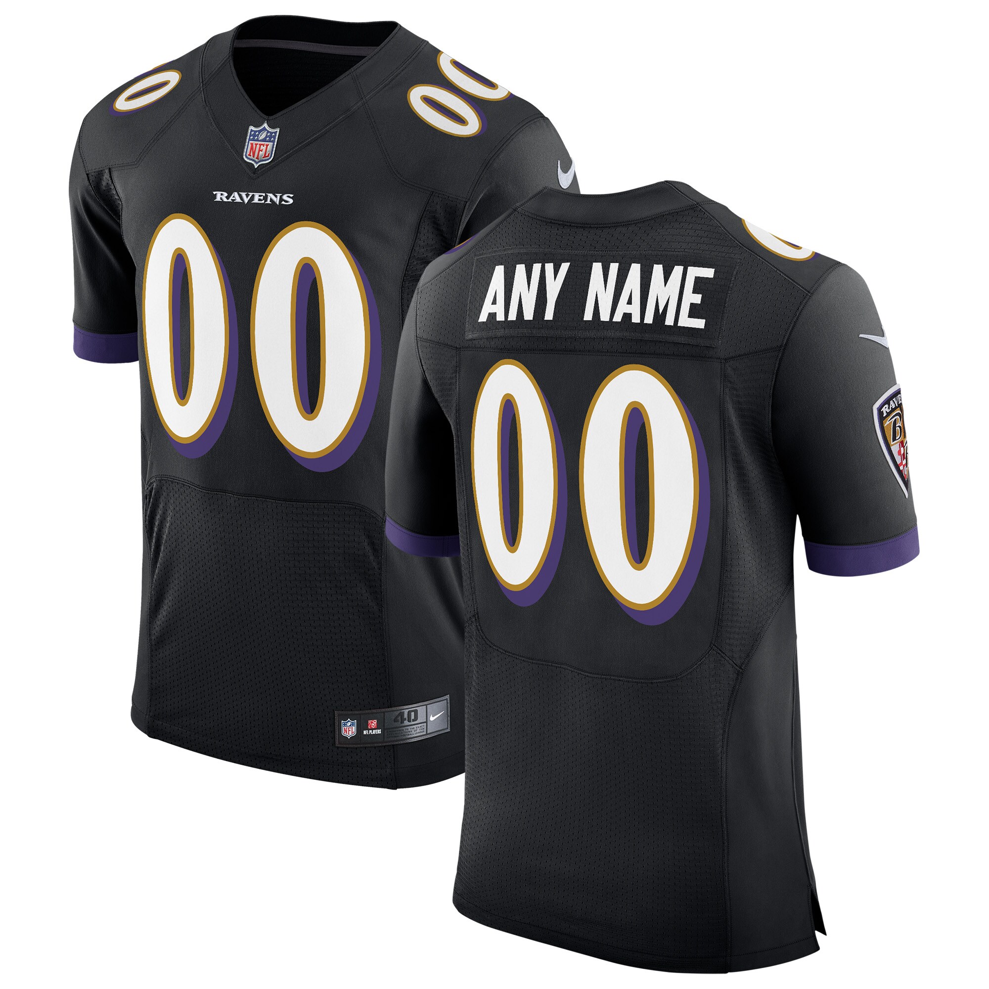 Custom Black Baltimore Ravens Vapor F.U.S.E. Limited Jersey
