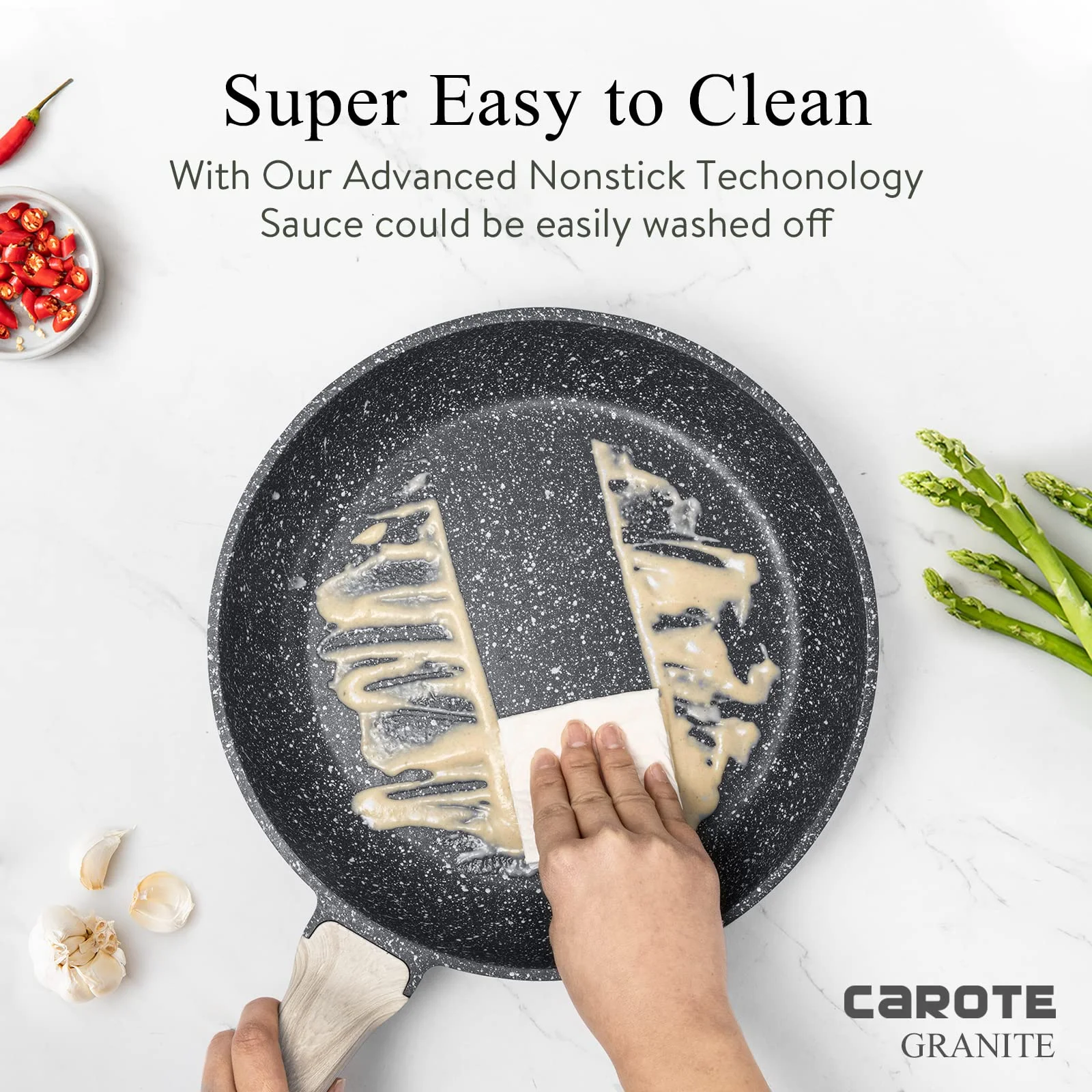 Carote Pots and Pans Set Non Stick, Nonstick Kitchen Cookware Sets,8 Pcs Induction Cookware (Black)