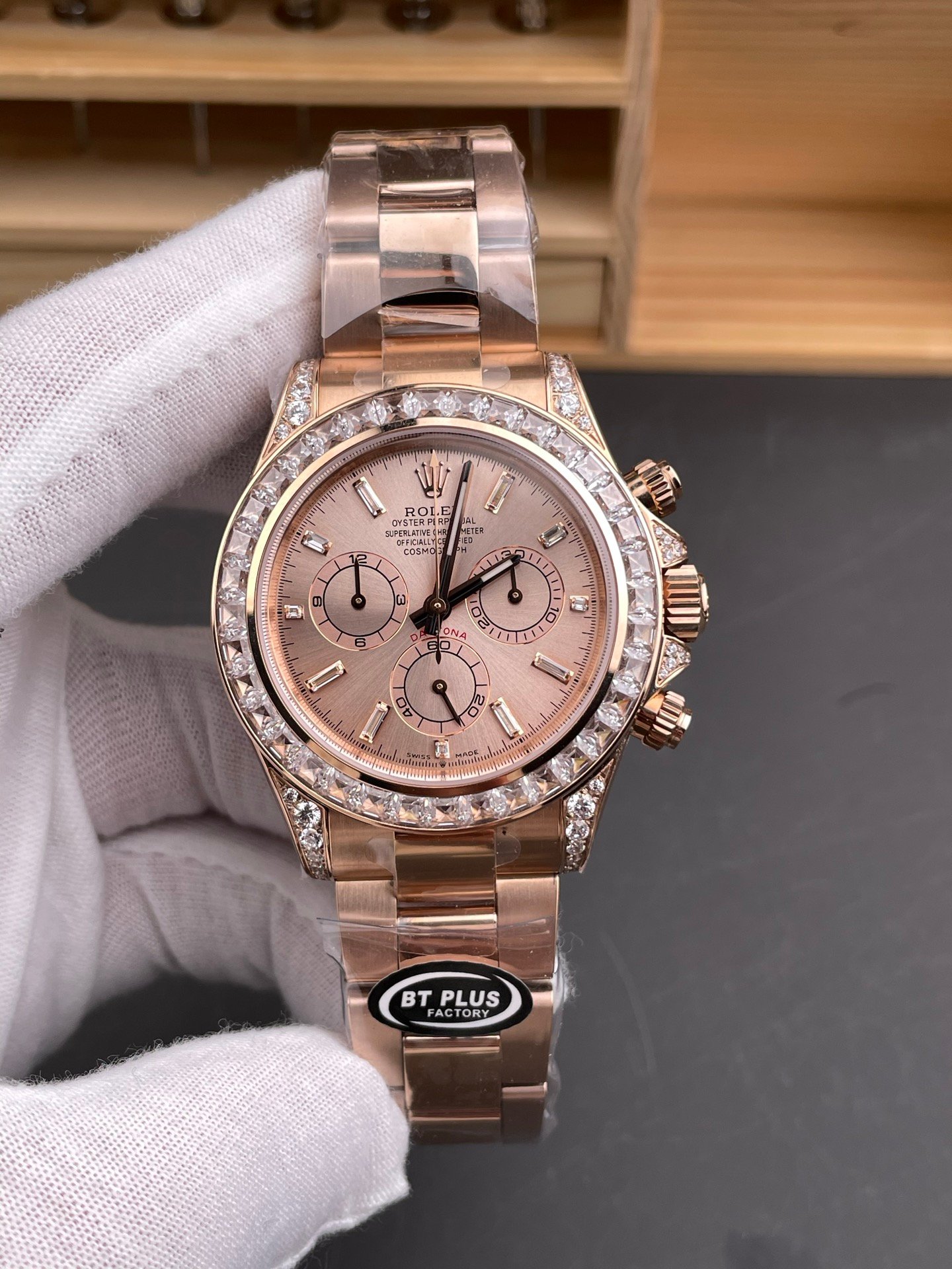 Rolex Daytona Full Rose Gold Baguette Diamond