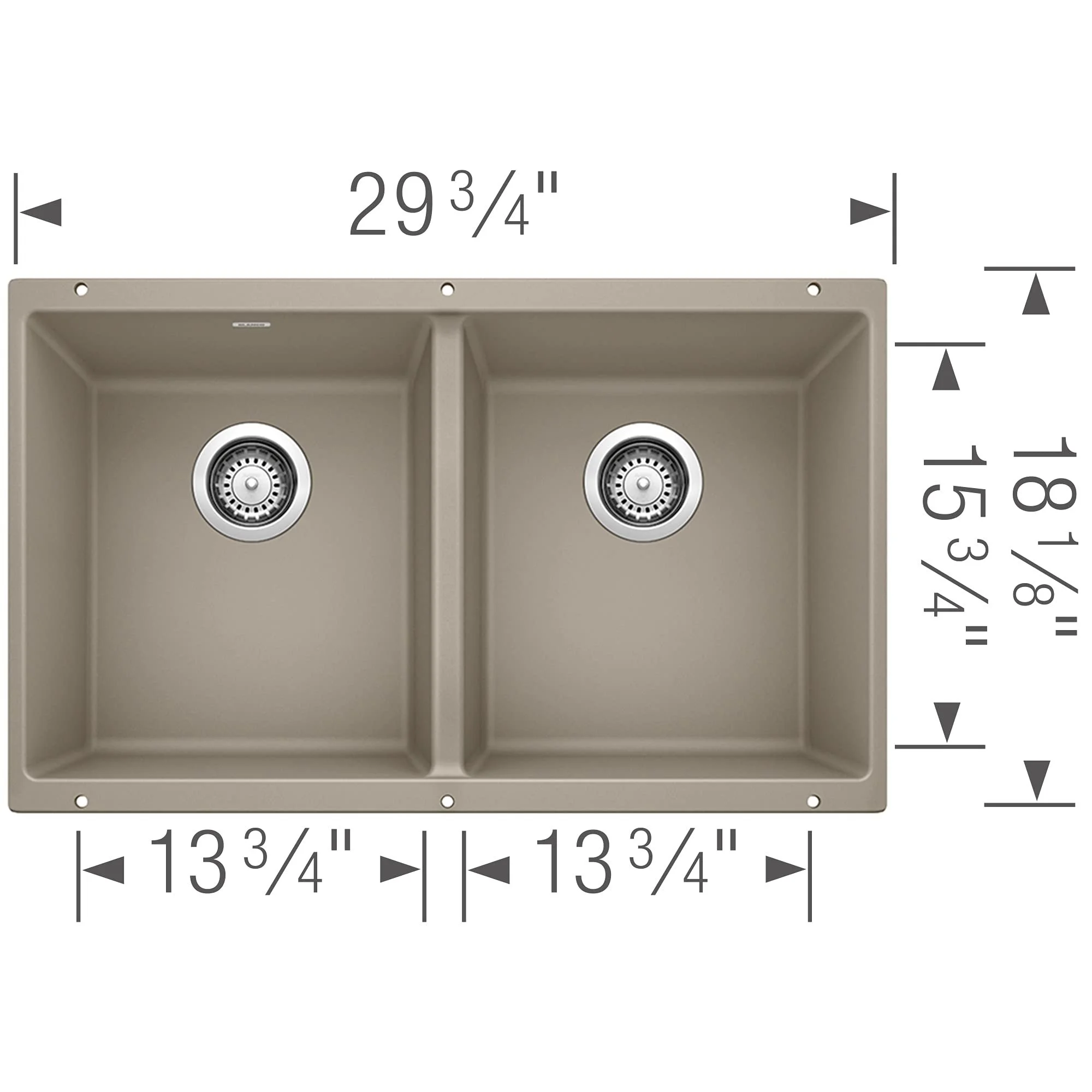 Blanco 442927 Precis Equal Double Bowl Undermount Kitchen Sink, Coal Black