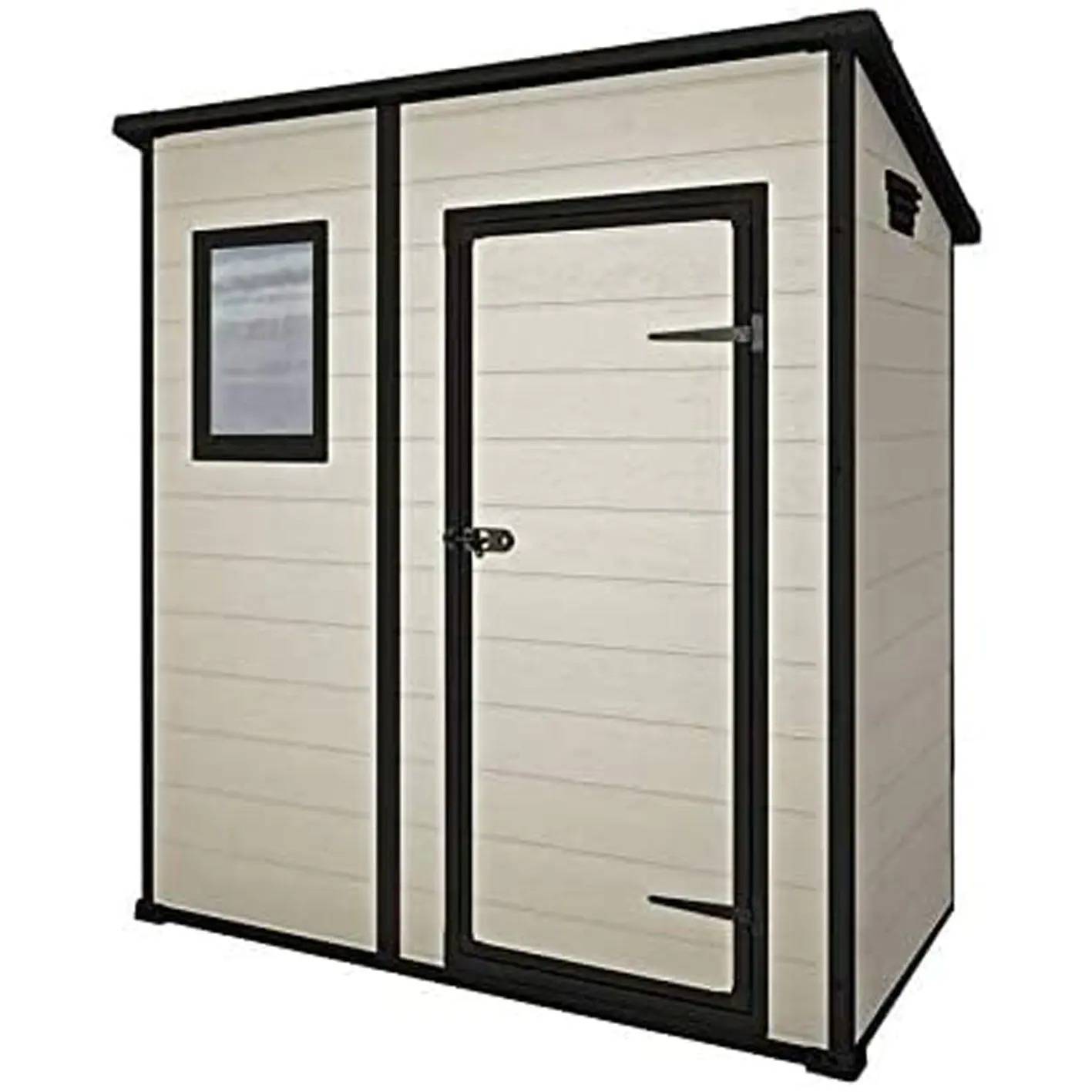 Keter Manor Pent Outdoor Garden Storage Shed. Beige/Brown. 6 x 4 ft