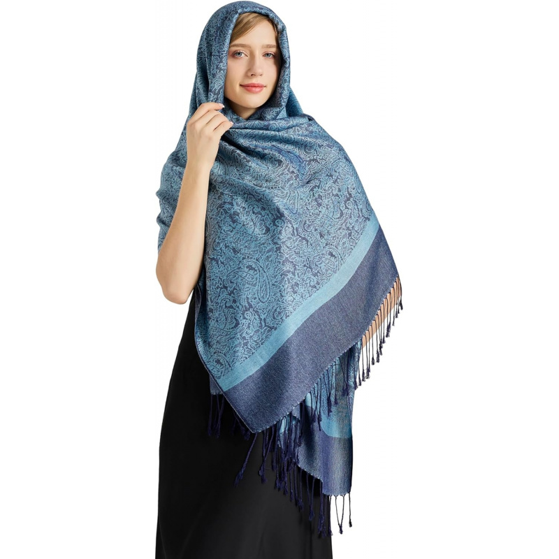 Silky Paisley Pashmina Shawl Scarf-Women's Soft