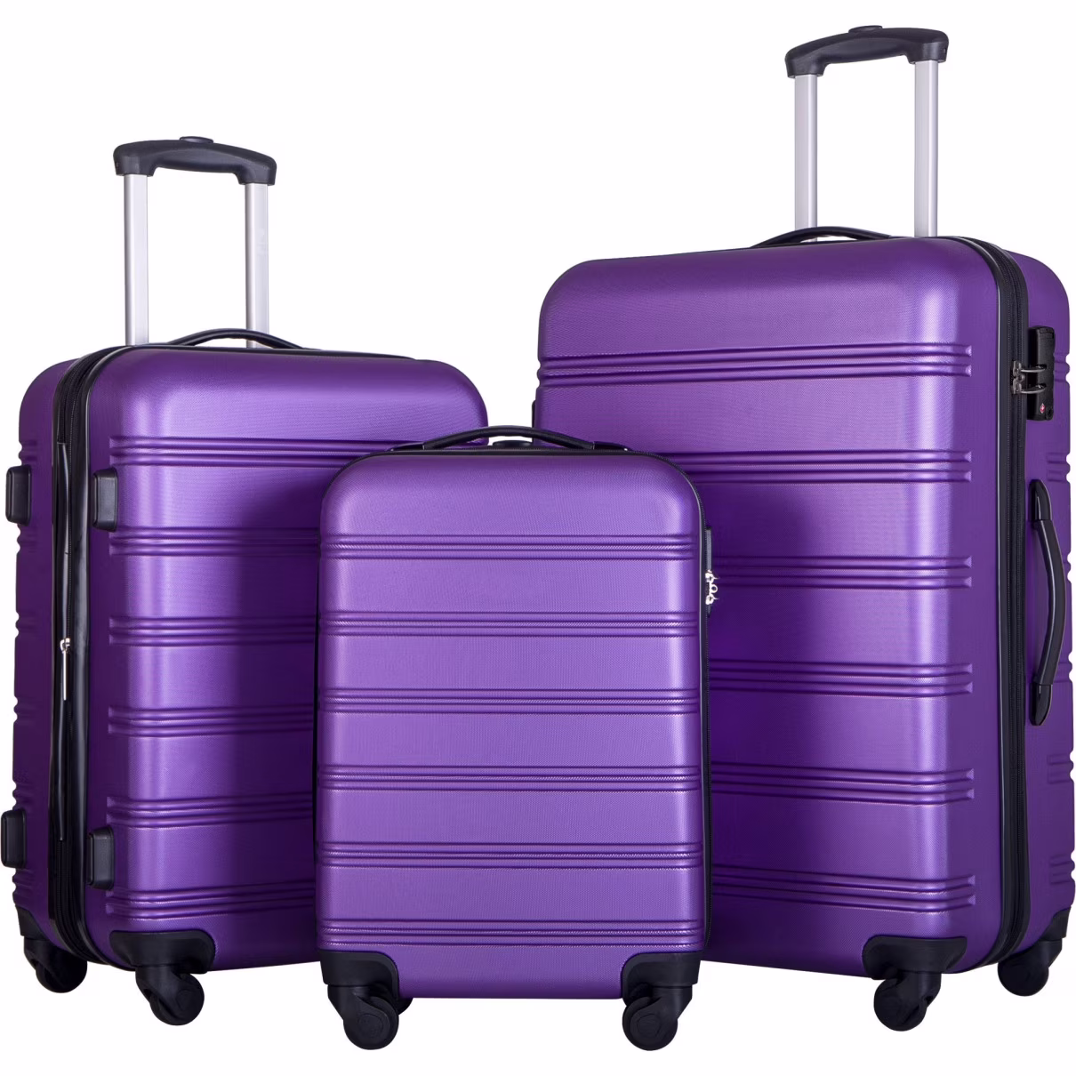 Luggage Sets 3 Piece, Hardside Expandable Ultra Durable PC Lightweight Carry On, Travel Suitcase Set with TSA Lock Spinner Wheels, Multicolor Purple