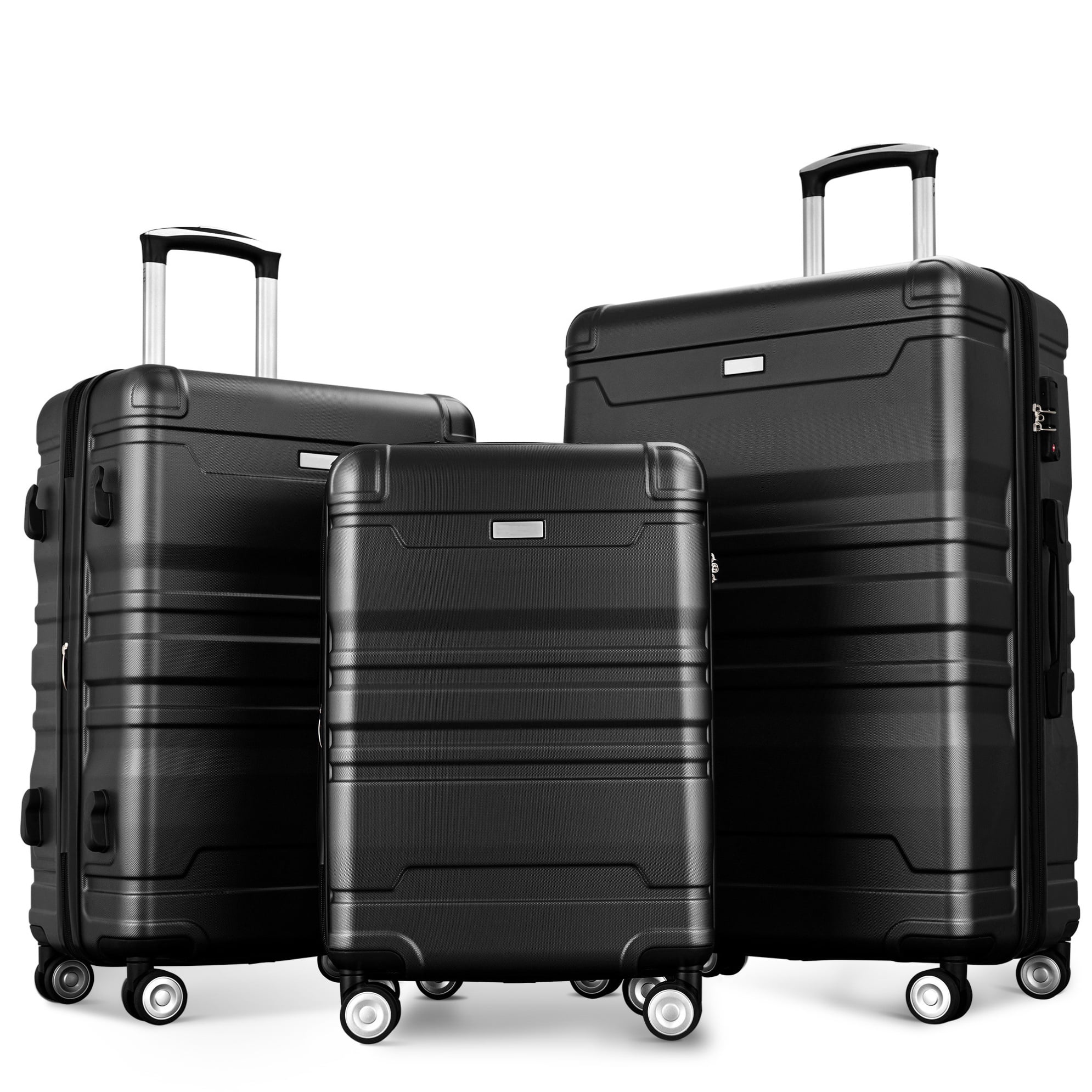 Luggage Suitcase 3 Piece Sets, New Model Expandable ABS Hardshell Luggage, Lightweight Carry-on Suitcase Sets with Spinner Wheels & TSA Lock, 20''/ 24''/ 28'', Blue Gray