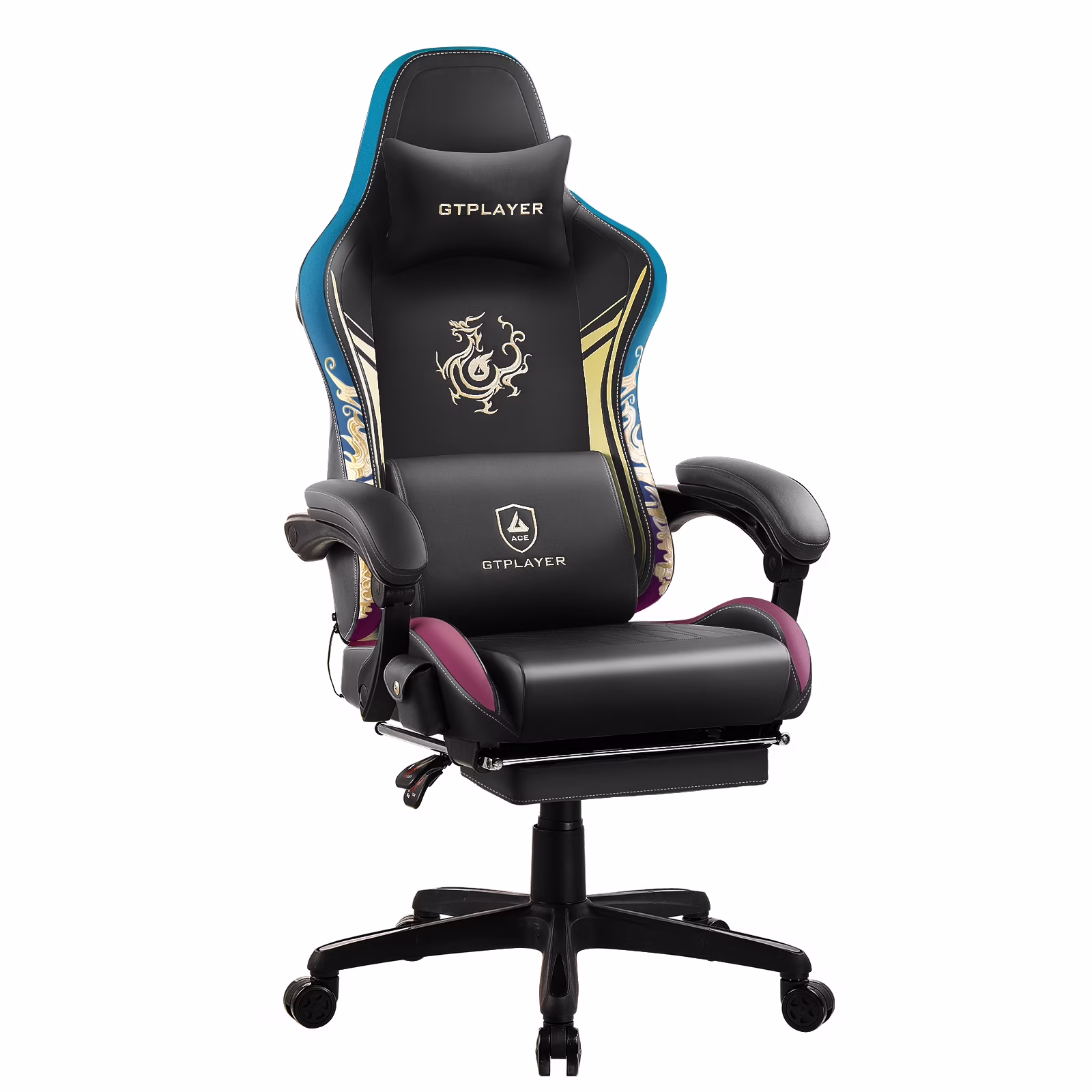 GTPLAYER Gaming Chair with Bluetooth Speakers and Footrest Office Desk Chair, Blue