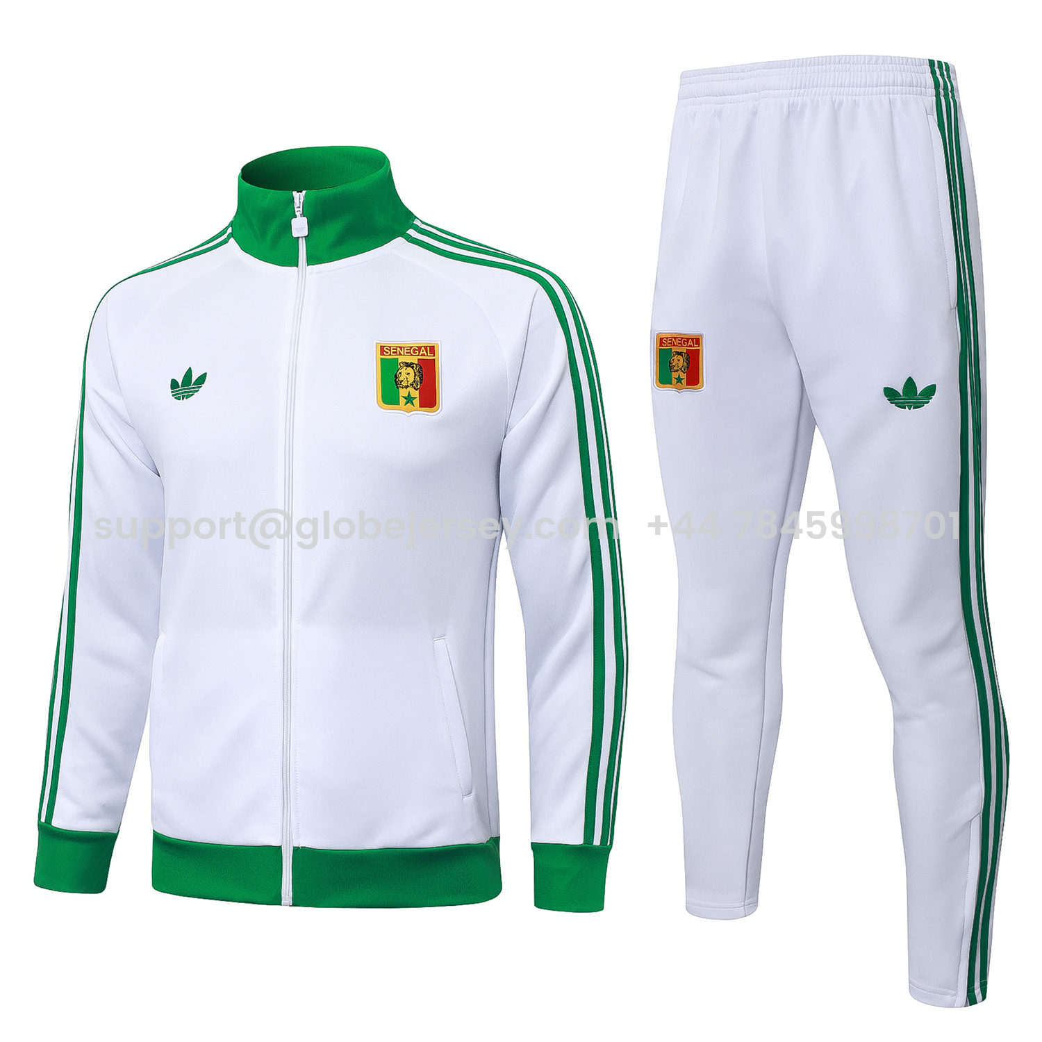Senegal 2026 Jacket Training Tracksuit - White With Green Jackets & Pants