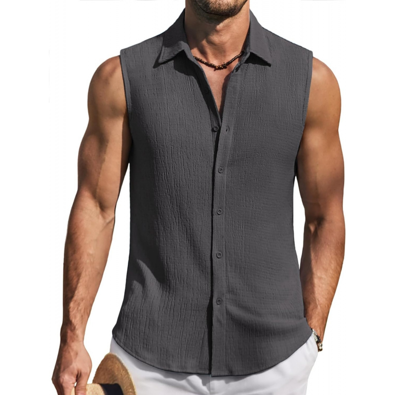Men's Summer Sleeveless Shirts Beach Knit