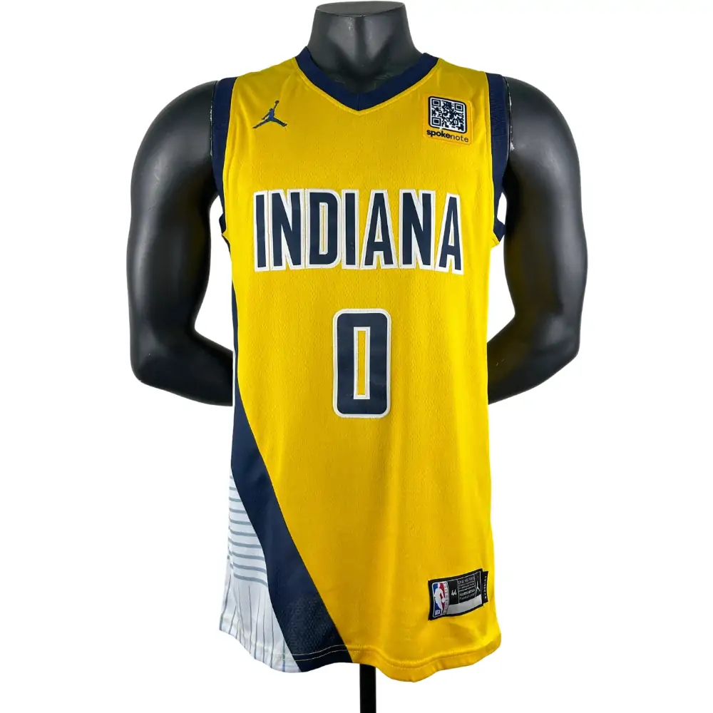 Embroidered 23rd season Pacers Jumpman No. 0 Haliburton