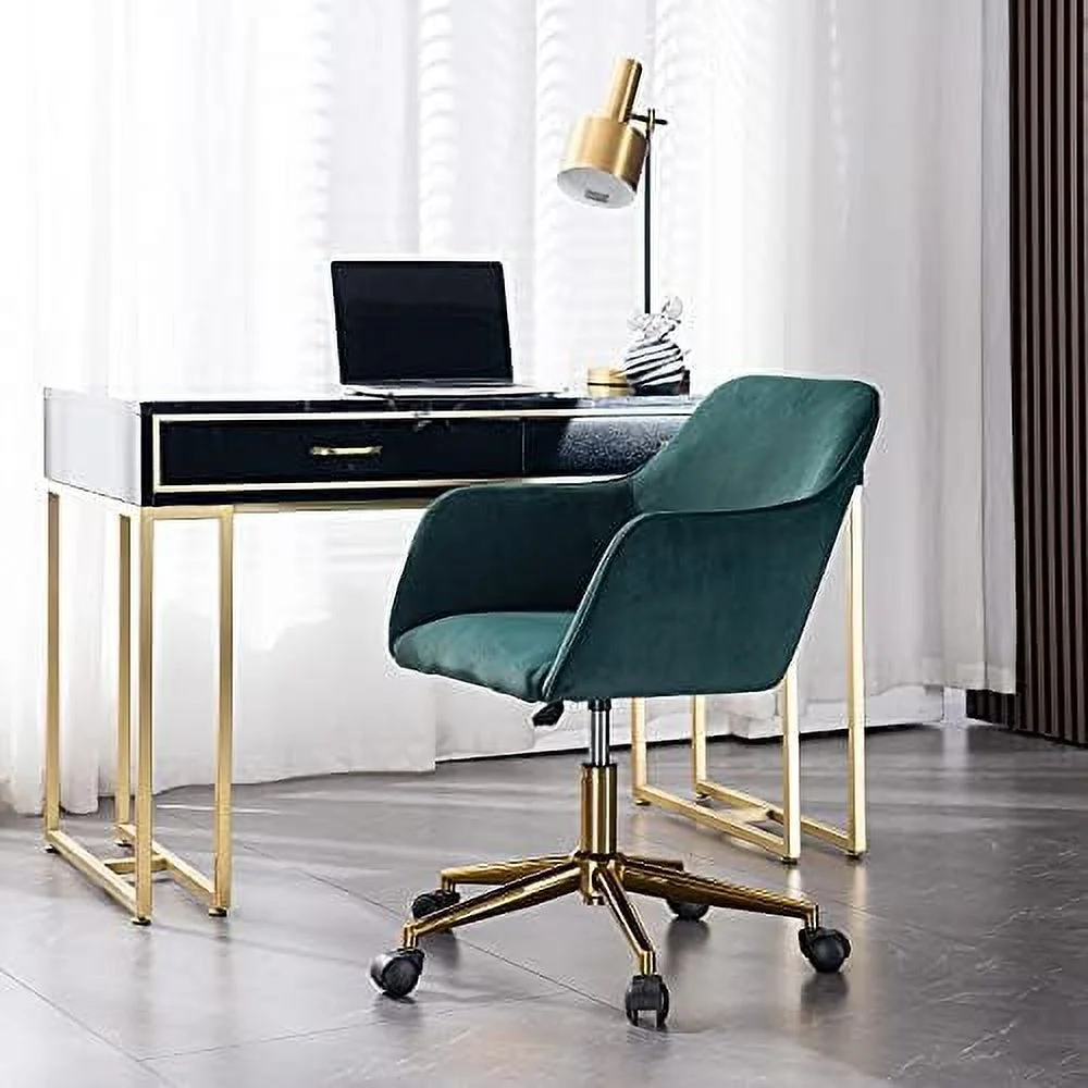 Modern Faux Fur Home Office Chair Height Adjustable, White Desk Chair Vanity Chair for Makeup Room, Rolling Desk Chairs with Wheels, Swivel Furry Cute Desk Chair for Teen Girls Women