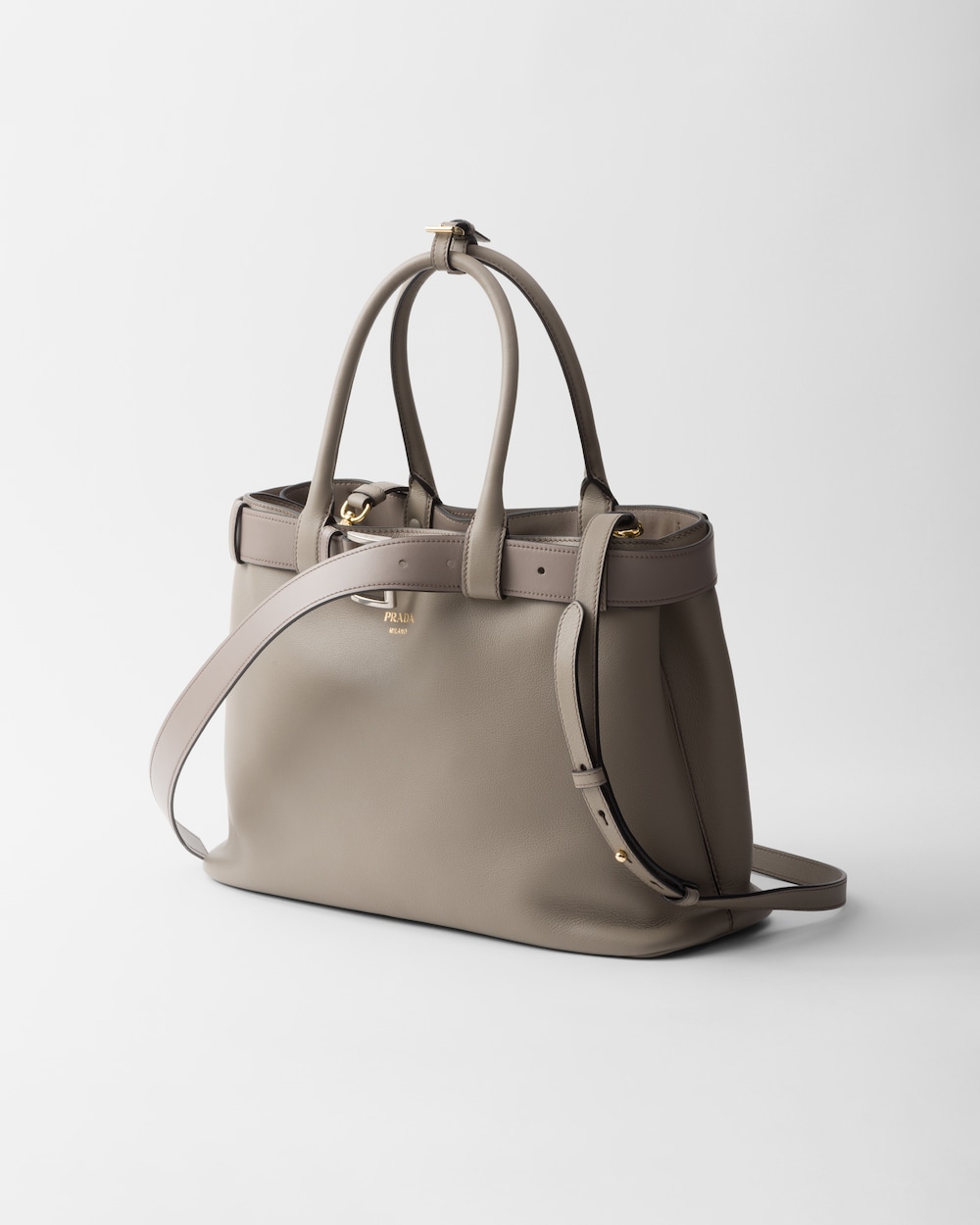 Buckle Large Leather Handbag With Belt