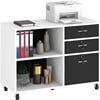 DEXTRUS 3 Drawer Lateral File Cabinet, Printer Stand with Drawers, File Cabinet Fits A4 Letter Legal Size Folders, Black
