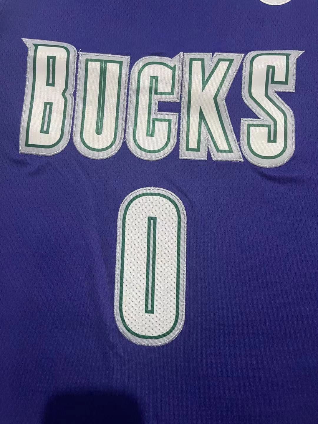 Damian Lillard #0 Milwaukee Bucks Stitched Purple 2023-2024 seasonJersey
