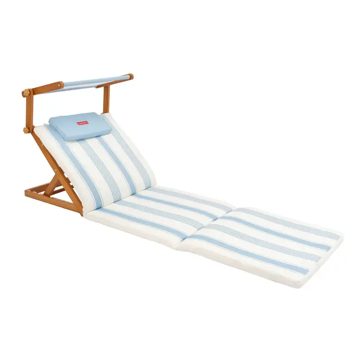 Wooden Folding Sun Lounger with Parasol