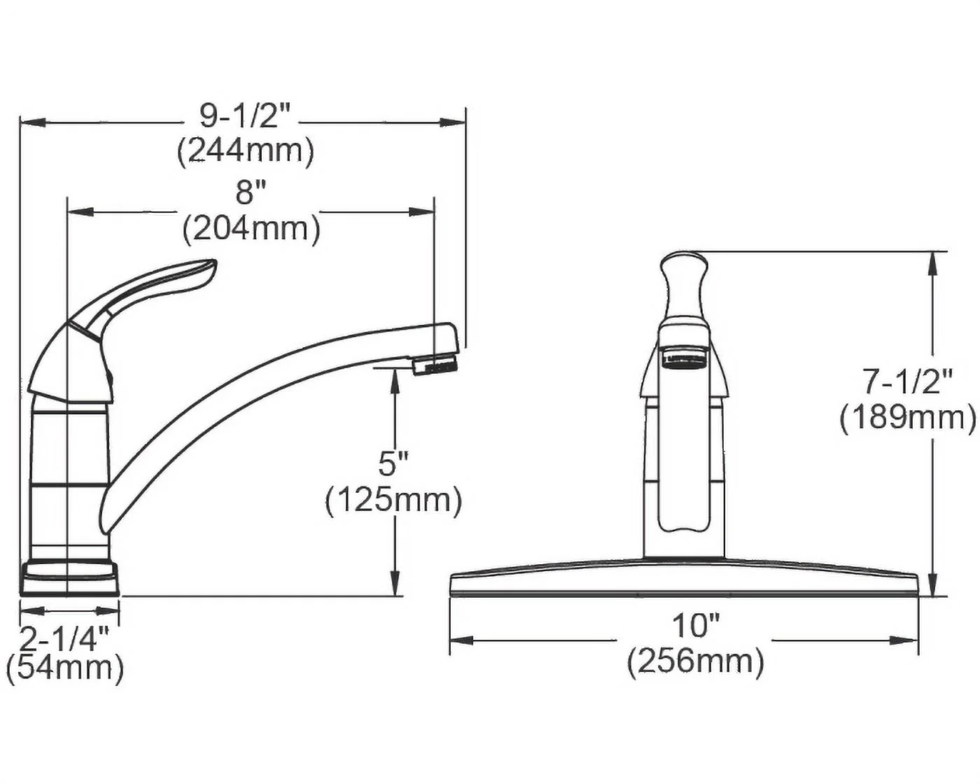 Elkay Everyday Three Hole Deck Mount Kitchen Faucet with Lever Handle and Deck Plate/Escutcheon Chrome