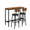 SYNGAR 5 Piece Bar Table Set, Modern Counter Height Dining Set, Home Dining Table and Chairs Set for 4, Kitchen Breakfast Table Set with 4 Cushioned Stools, Bistro Pub Table Set, Rustic Brown