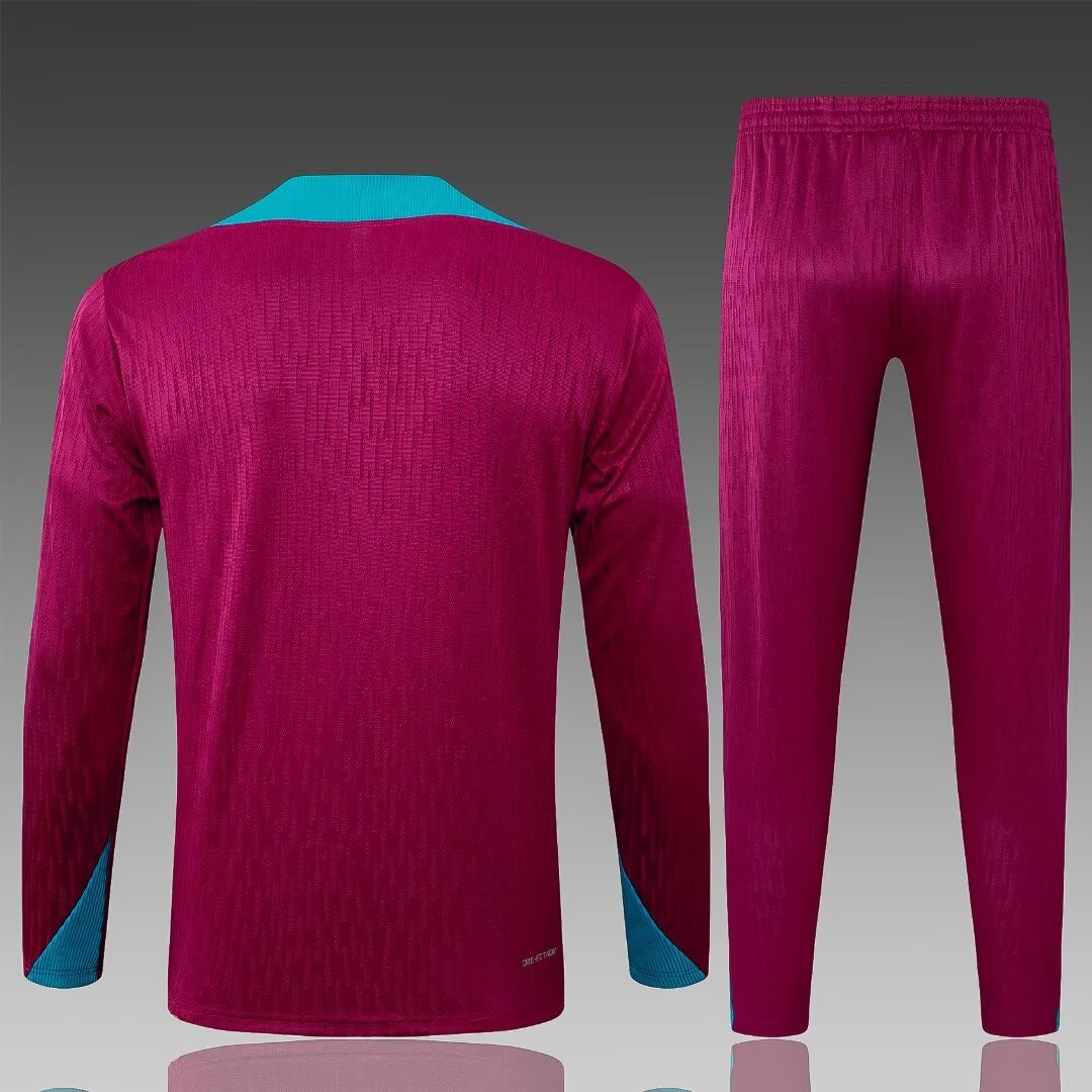 2024/2025 Psg Paris Saint-Germain Half-Pull Training Suit Purple-Red Football Shirt 1:1 Thai Quality