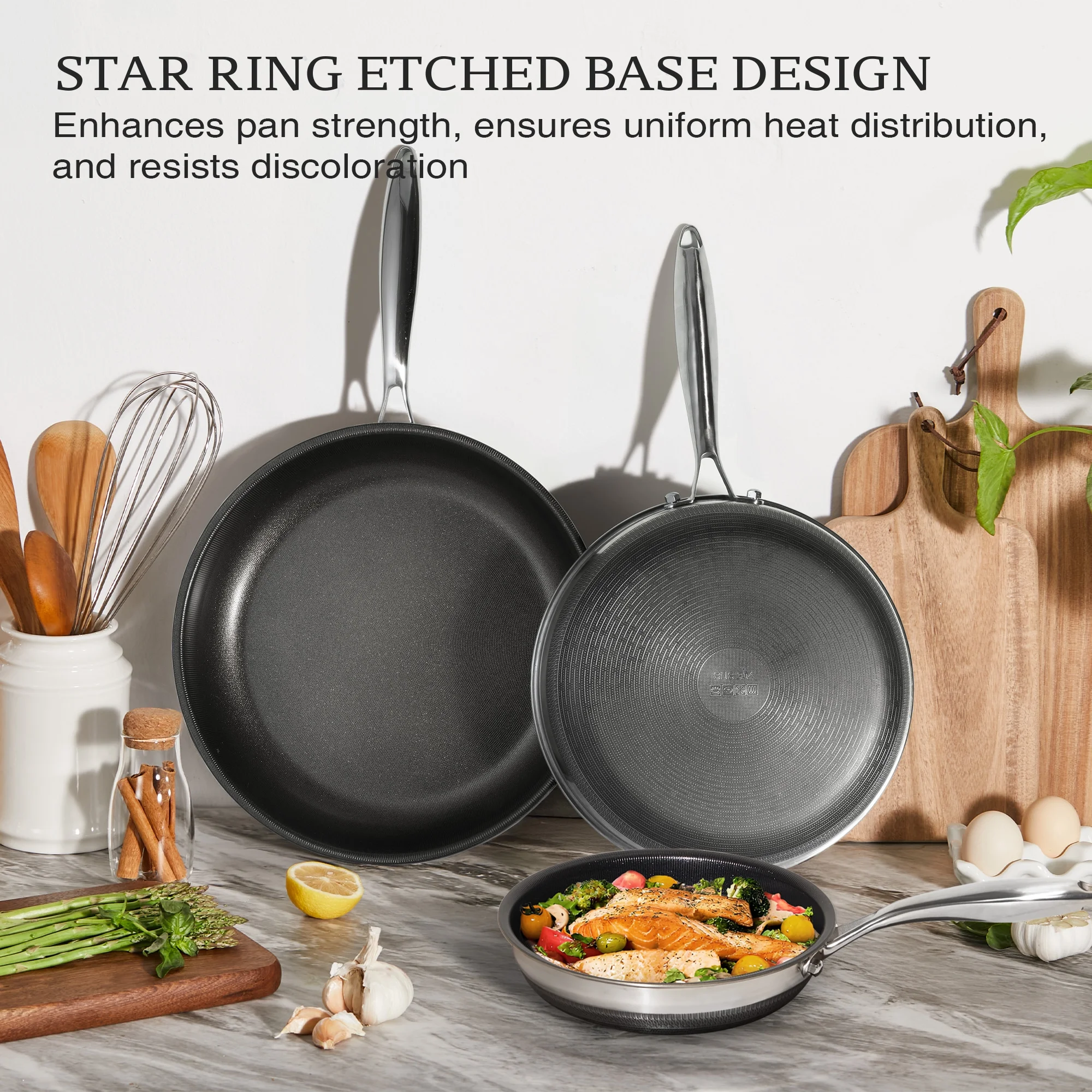 KITEXPERT Nonstick Frying Pans Set, 3 Pcs (8, 10, 12