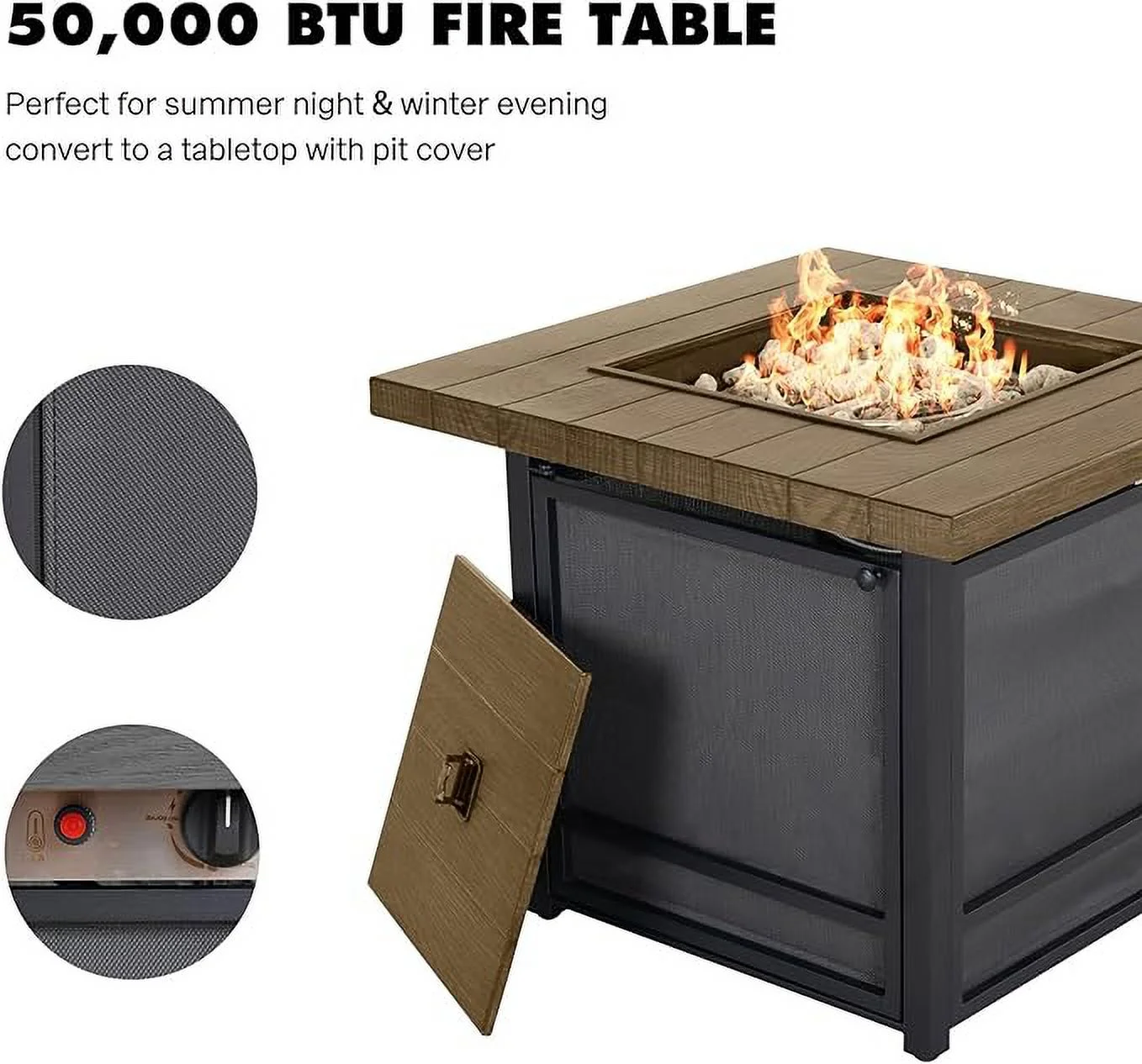 Grand Patio 5-Piece Patio Furniture Conversation Sets with Propane Fire Pit Table Cushioned Rocking Chairs Set of 4, Steel Frame, Gray