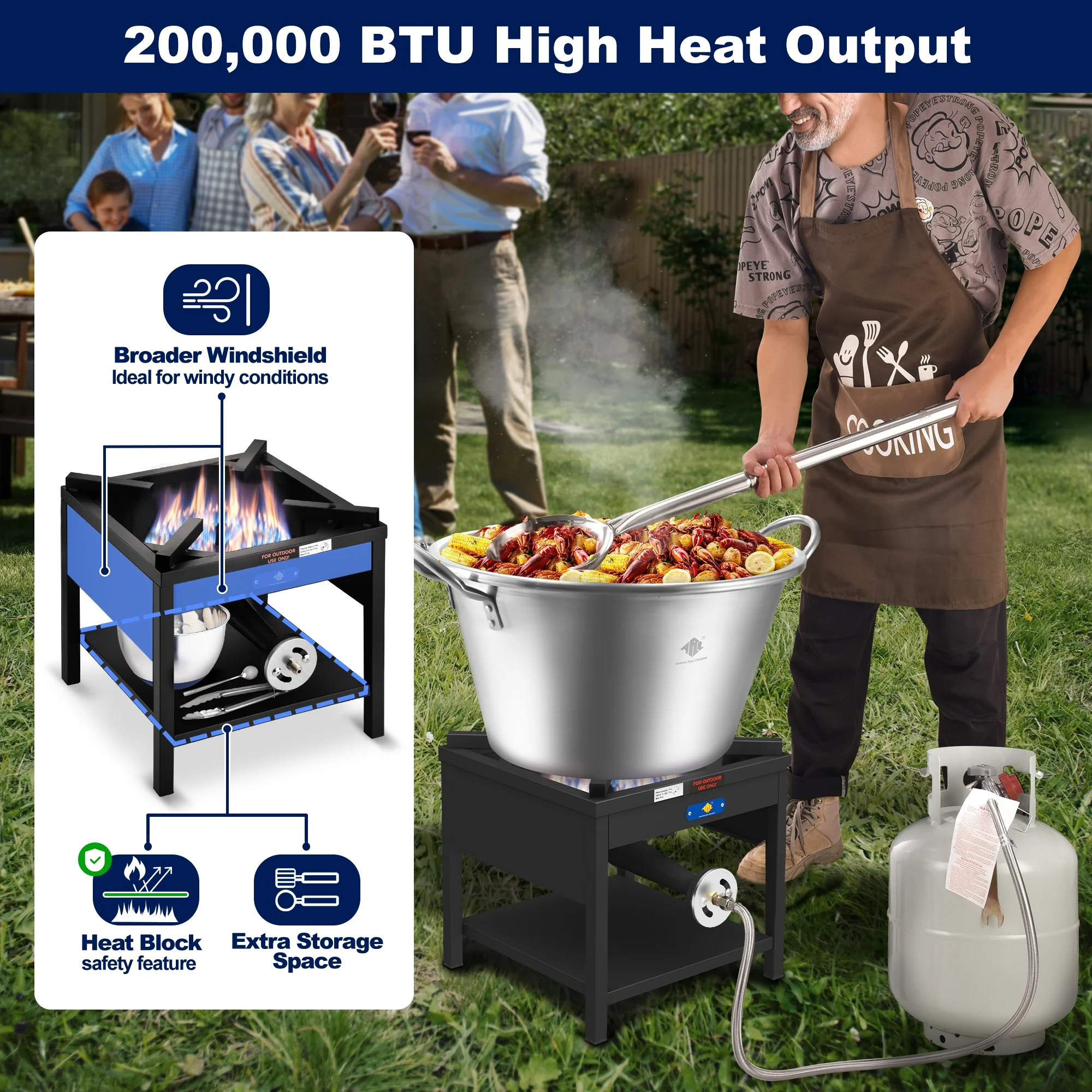 69QT Mexican Cazo Para Carnitas Set, 200,000BTU Propane Burner, Stainless Steel 25