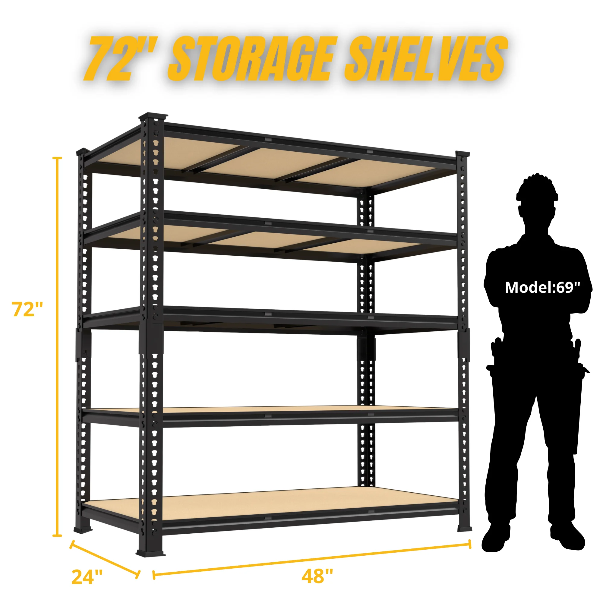 TrumanPick Storage Shelves Garage Shelving Units 5 Tier Metal Heavy Duty Adjustable Shelf Rack 48