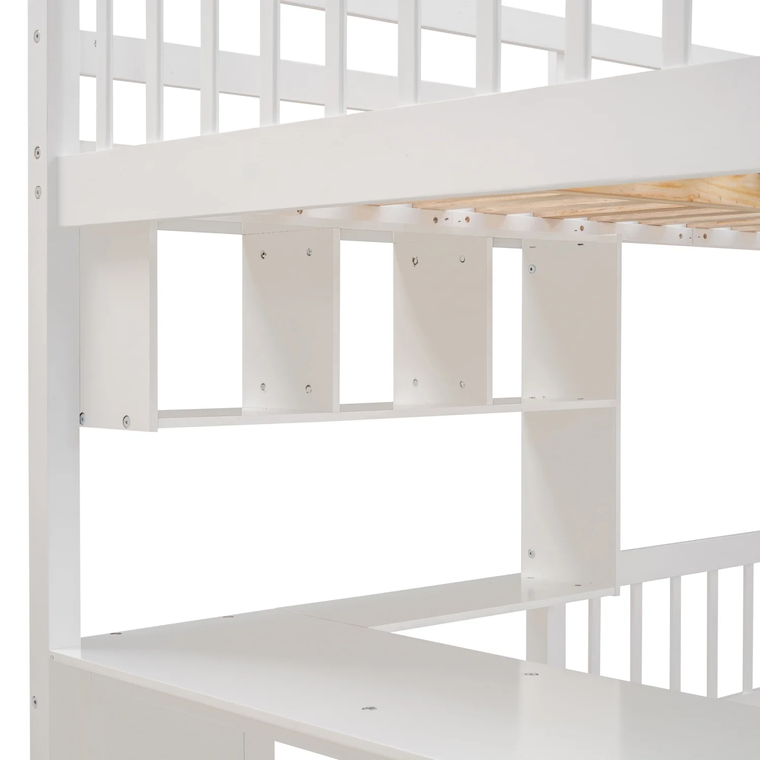 Harper & Bright Designs Full Over Twin Bunk Bed with Desk, Drawers and Shelves, L-Shaped Bunkbeds with Storage Staircase for Adults Bedroom, White