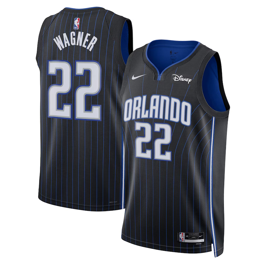 Franz Wagner Black Orlando Magic Badge Jersey - Icon Edition