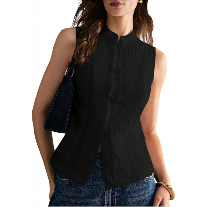 Women's Linen Shirt with Chinese Frog Buttons