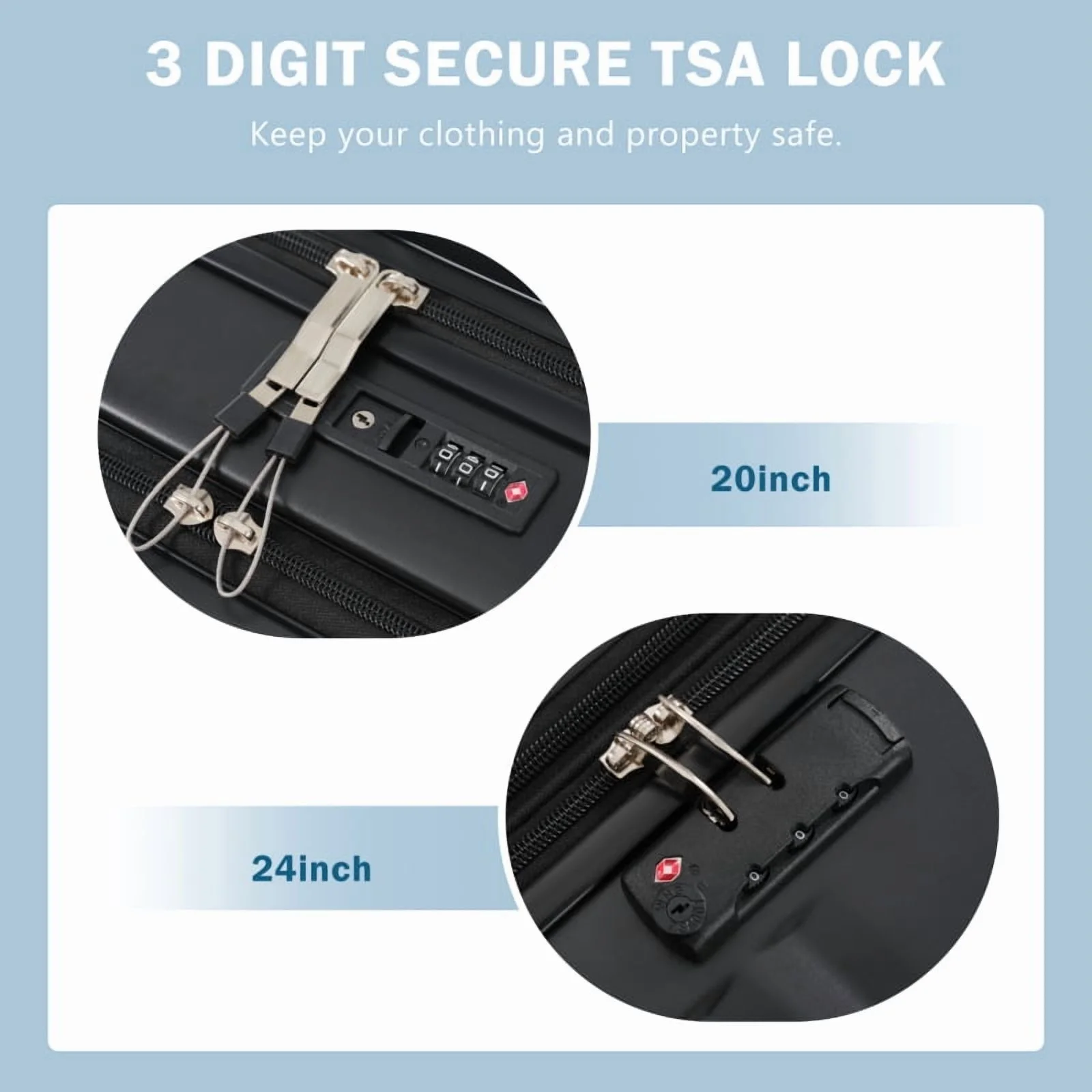 Front Opening Luggage Set 3 Piece, Hardside Carry on Suitcase with USB Port, Expandable Luggage with Handle Bag Spinner Wheels TSA Lock