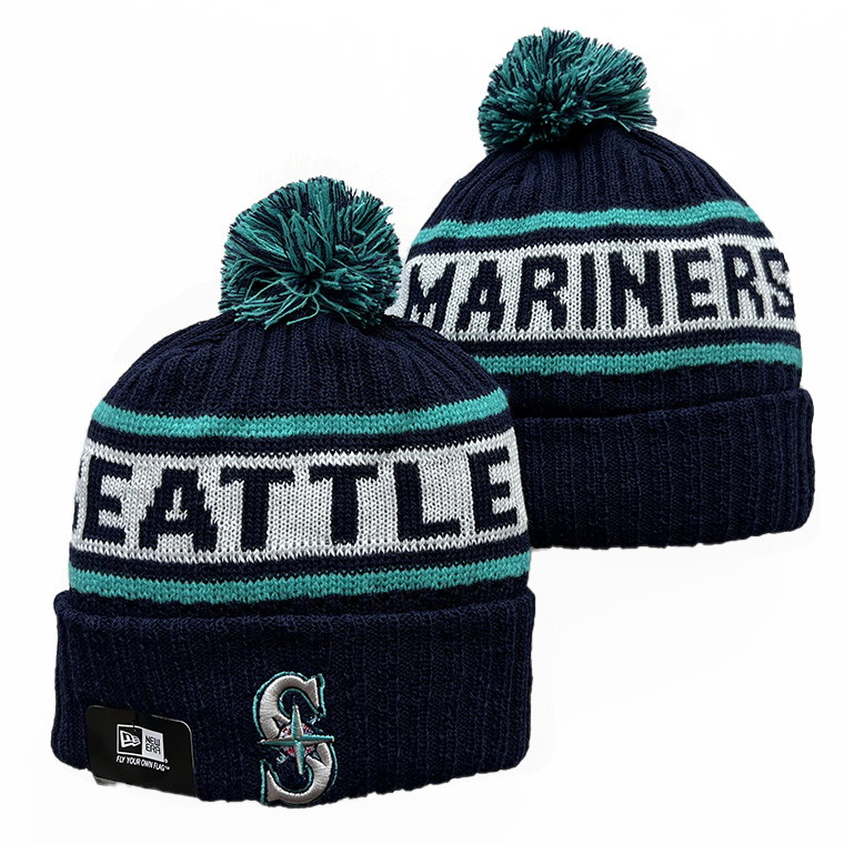 Seattle Mariners Cuffed Knit Hat with Pom
