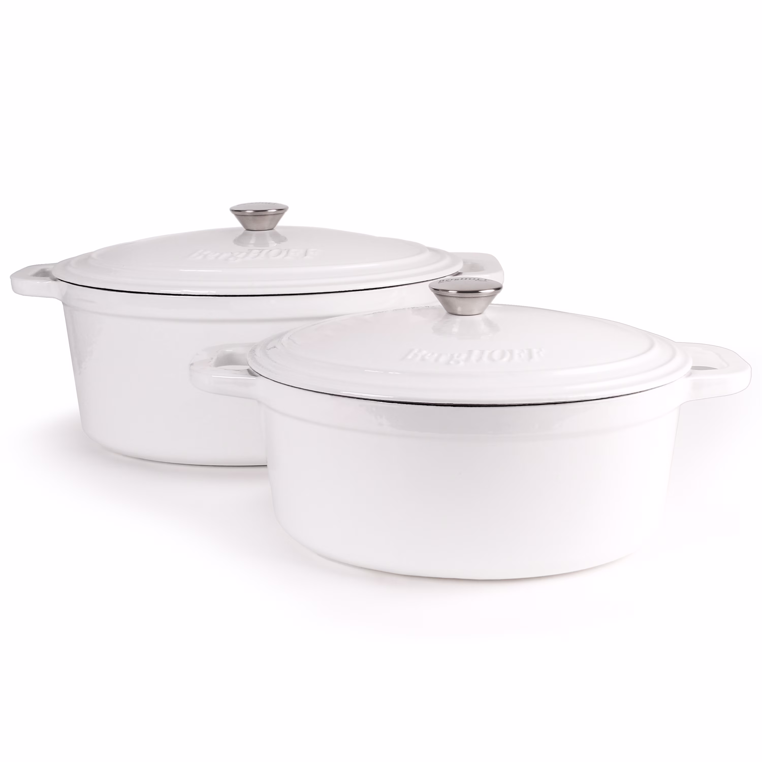 BergHOFF Neo 4Pc Cast Iron Set: 5qt. & 7qt. Covered Dutch Ovens, Green