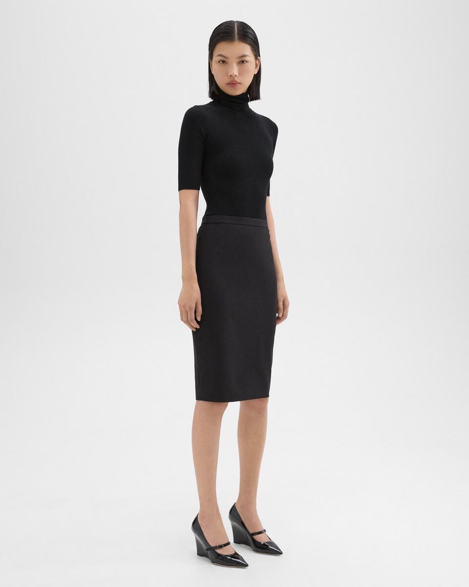 Slim Pencil Skirt in Stretch Wool