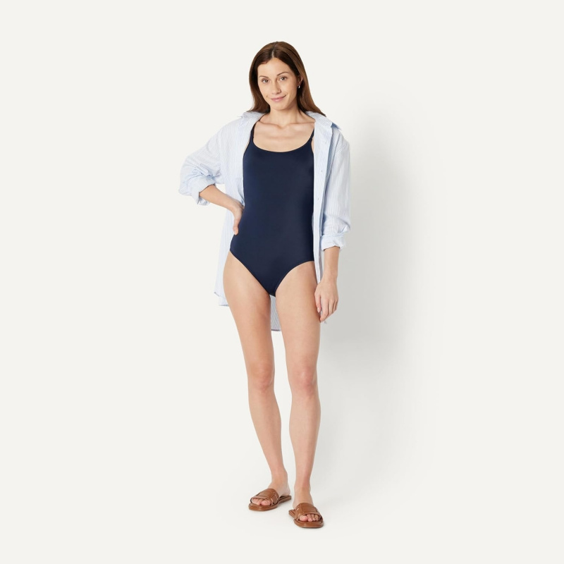 Women's Thin Strap One-Piece Swimsuit with Adjustable Straps