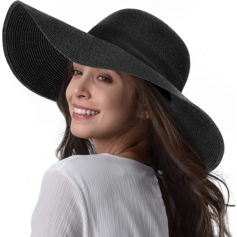 Women's Sun Straw Hat Wide Brim UPF 80