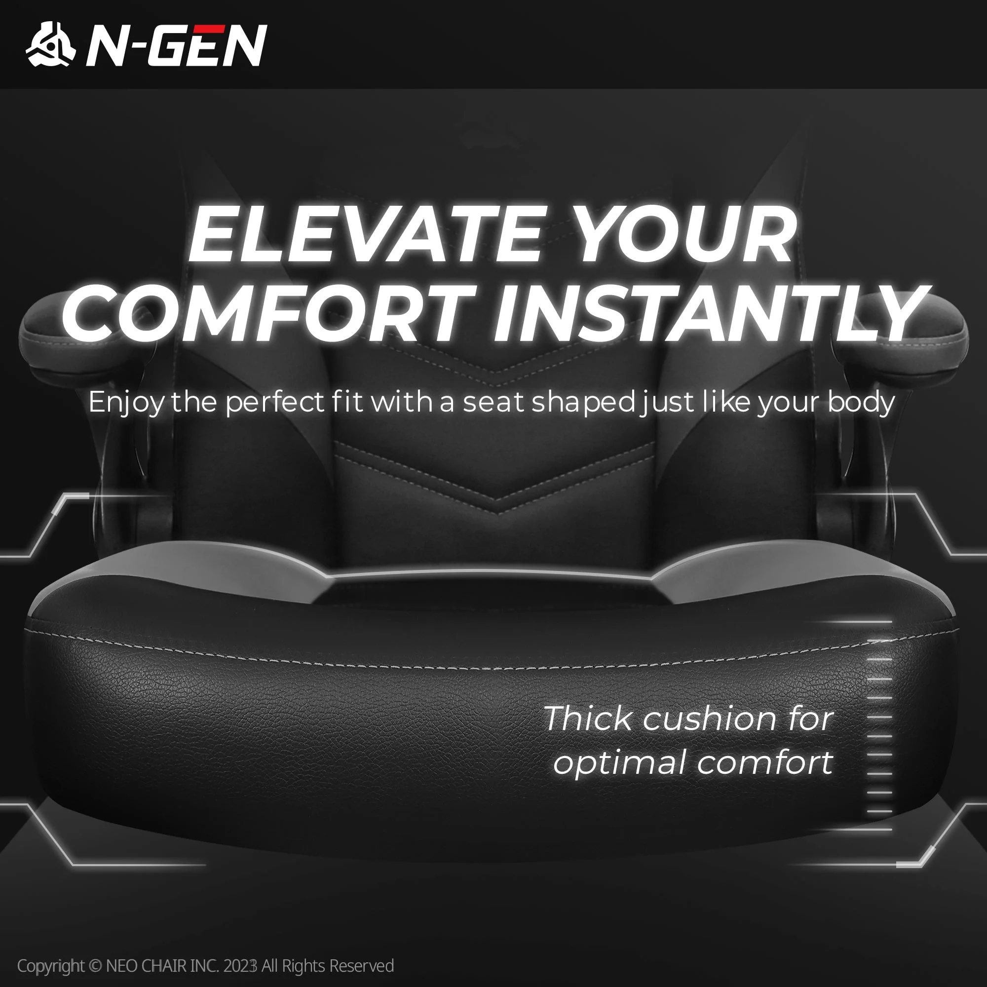 N-GEN Red Gaming Chair, Flip-up Armrest Computer Chair Ergonomic Office Chair PU Leather Desk Chair Executive Adjustable Swivel Task Chair