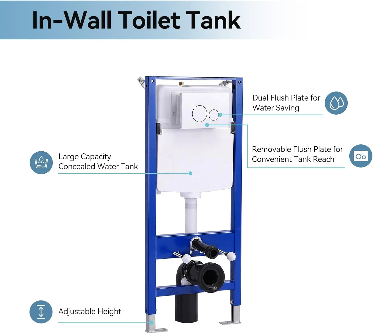 HOROW Wall Hung Toilet,with Soft Closing Seat,Round Floating Bowl, Rear Outlet Space Saving,White