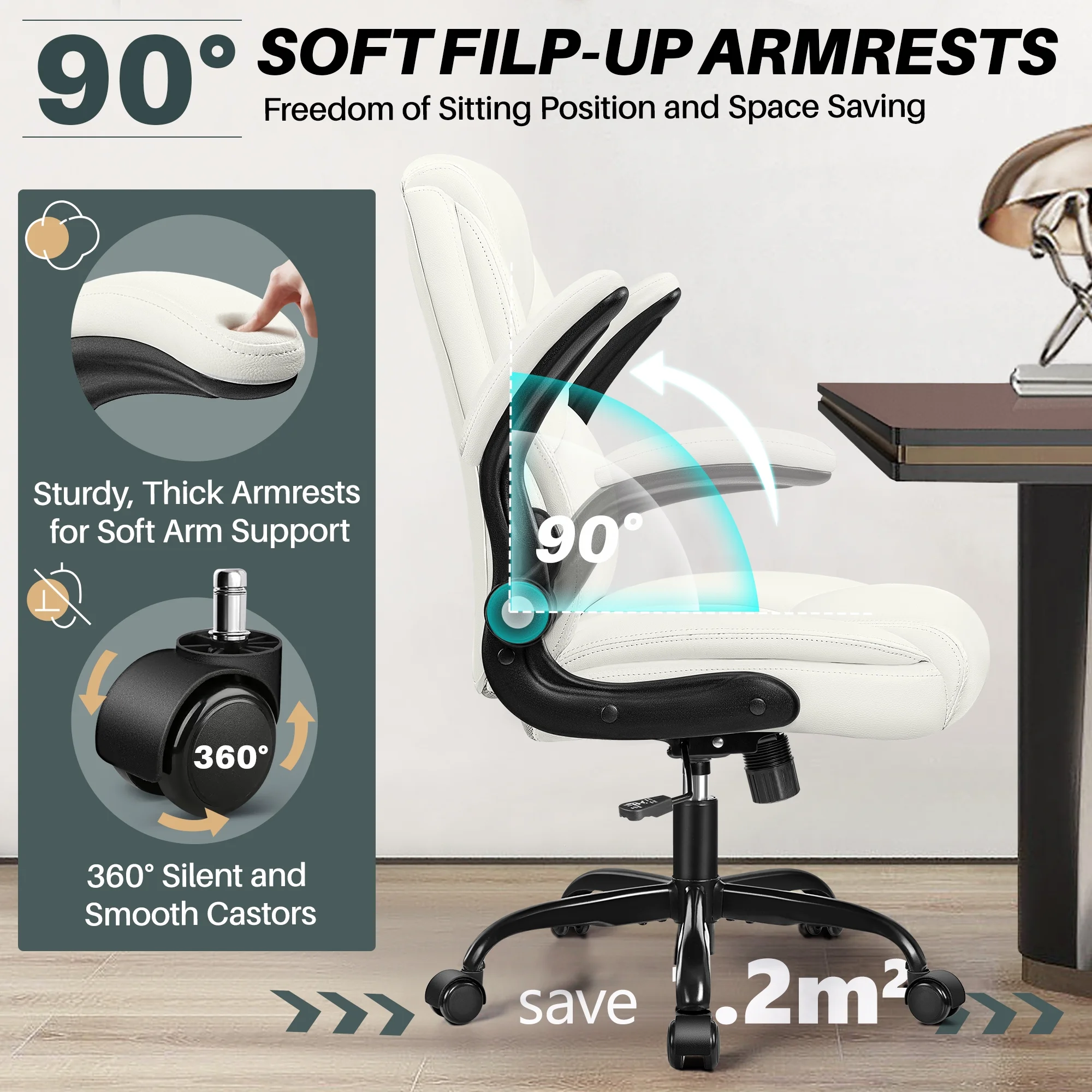 COOLHUT Leather Office Chair, Big and Tall Office Chair 400LBS Wide Seat Ergonomic Computer Desk Chair High Back Executive Leather Chair Adjustable Task Chair Lumbar Back with 8-Year Warranty, Black