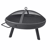 Metal Fire Pit for Outside, 32'' Stone Finish Fire Pit Table, Wood Burning Outdoor Firepit with Fire Bowl, Mesh Screen Lid, Poker