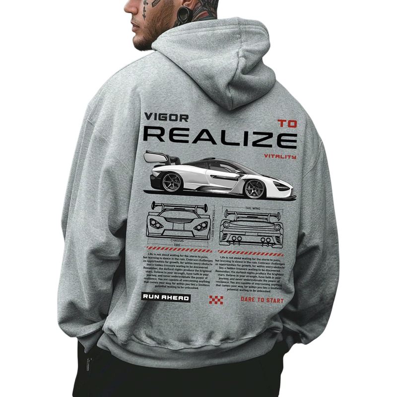 Men's Vintage Graphic Car Hoodies Long