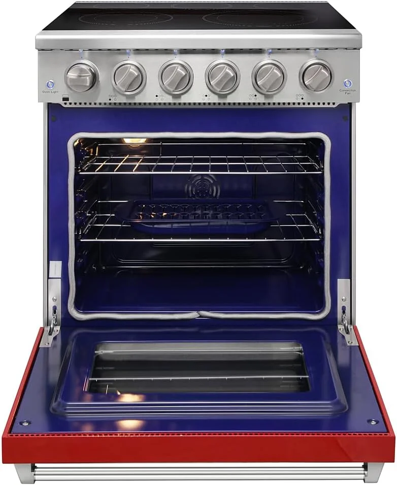 30 inch Professional Electric Range with 5 Heating Elements Cooktop, 4.55 Cu. Ft. Convection Oven Capacity, Smooth Glass Top, in Stainless Steel, KOS-30RE06H (Stainless Steel)