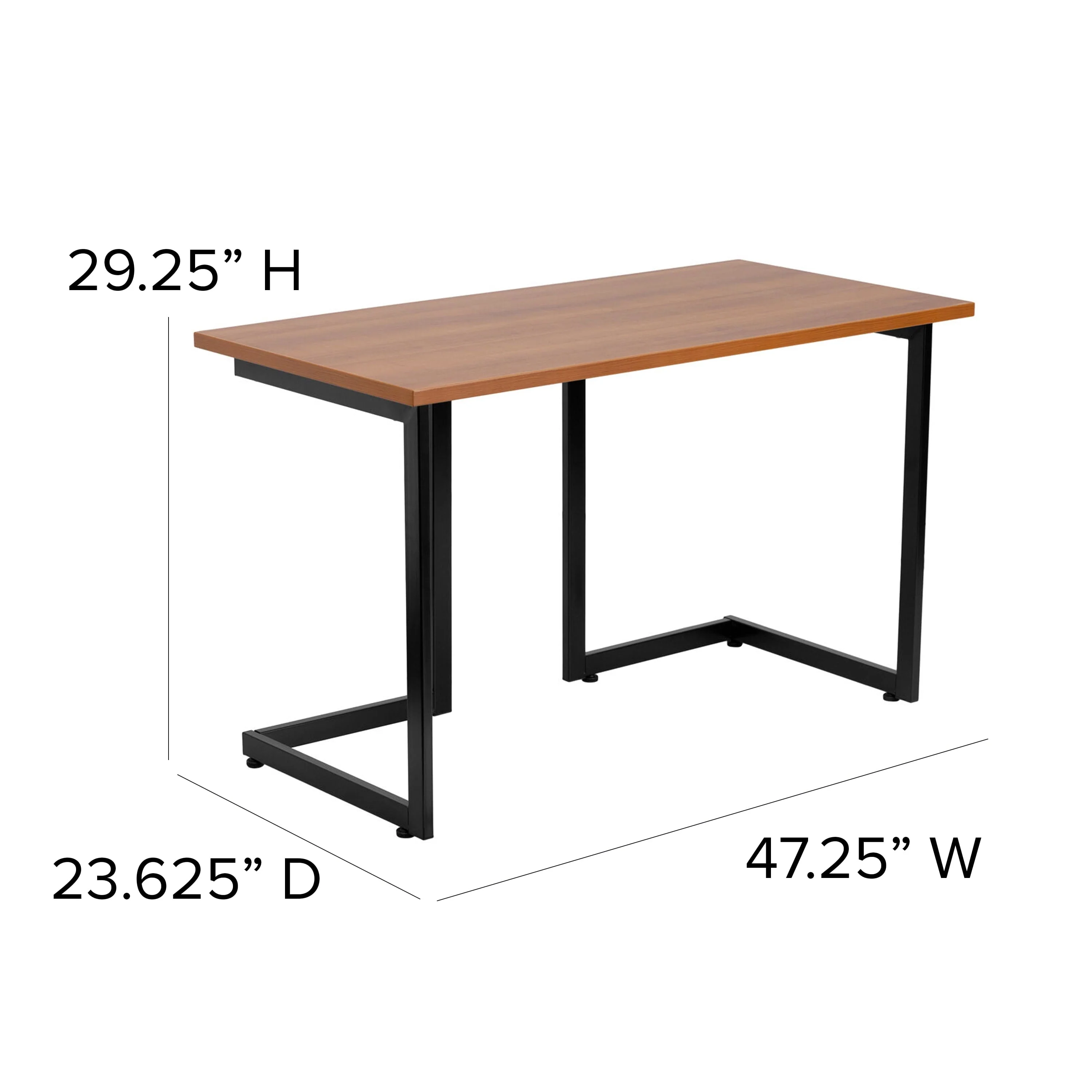 BizChair Cherry Computer Desk with Black Metal Frame