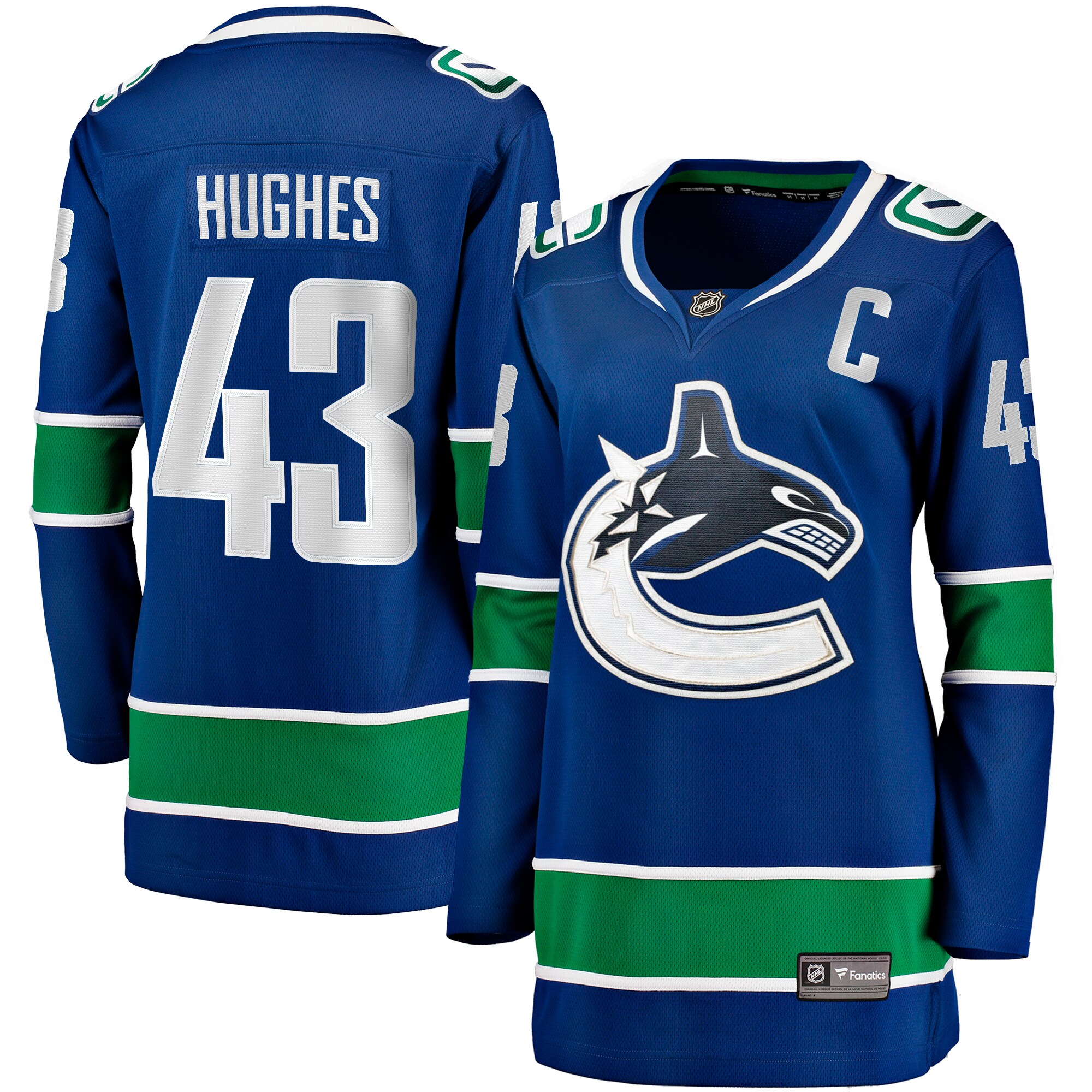 Quinn Hughes Vancouver Canucks Fanatics Women’s Home Breakaway   Jersey – Blue