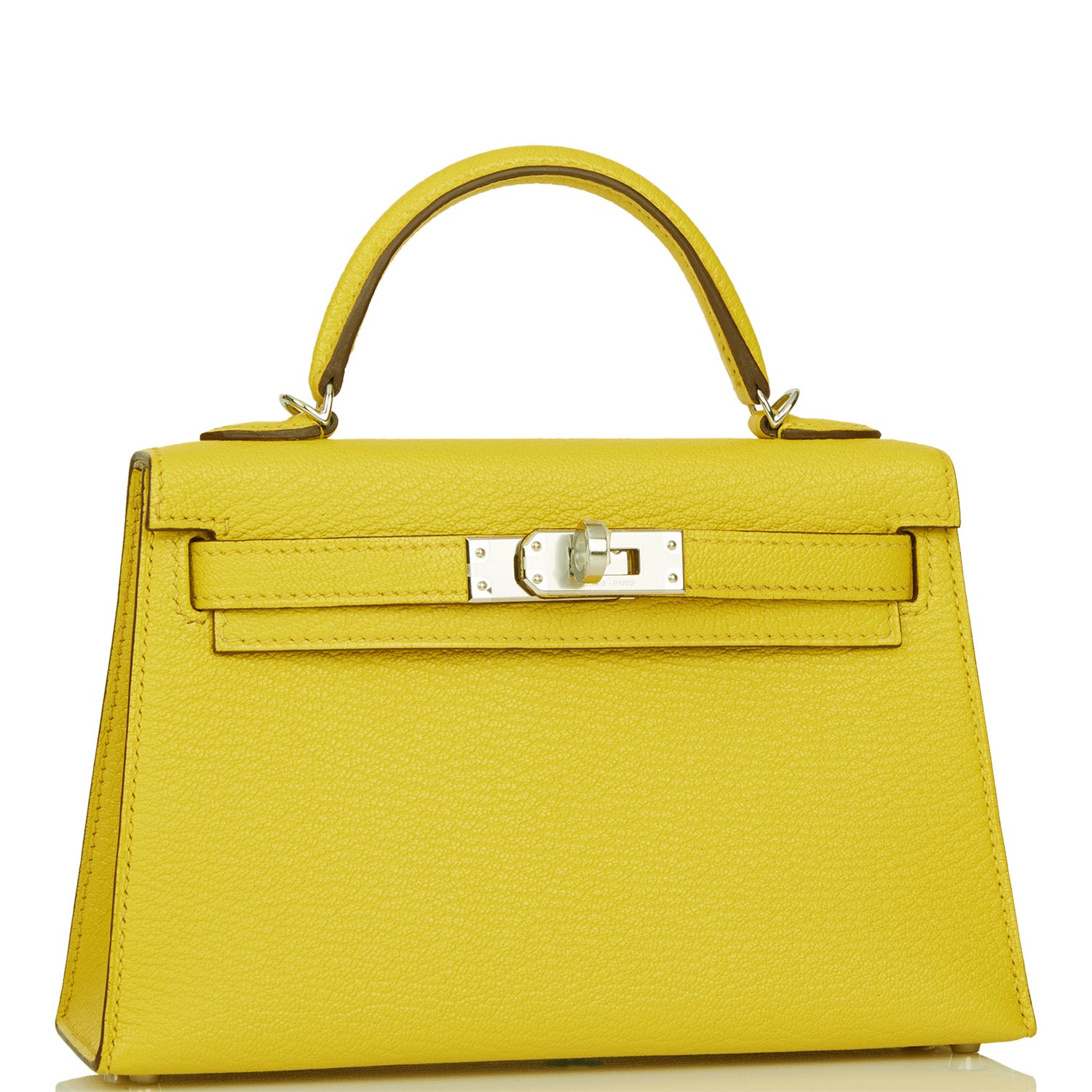 Kelly Sellier 20 Jaune de Naples Verso Chevre Palladium Hardware