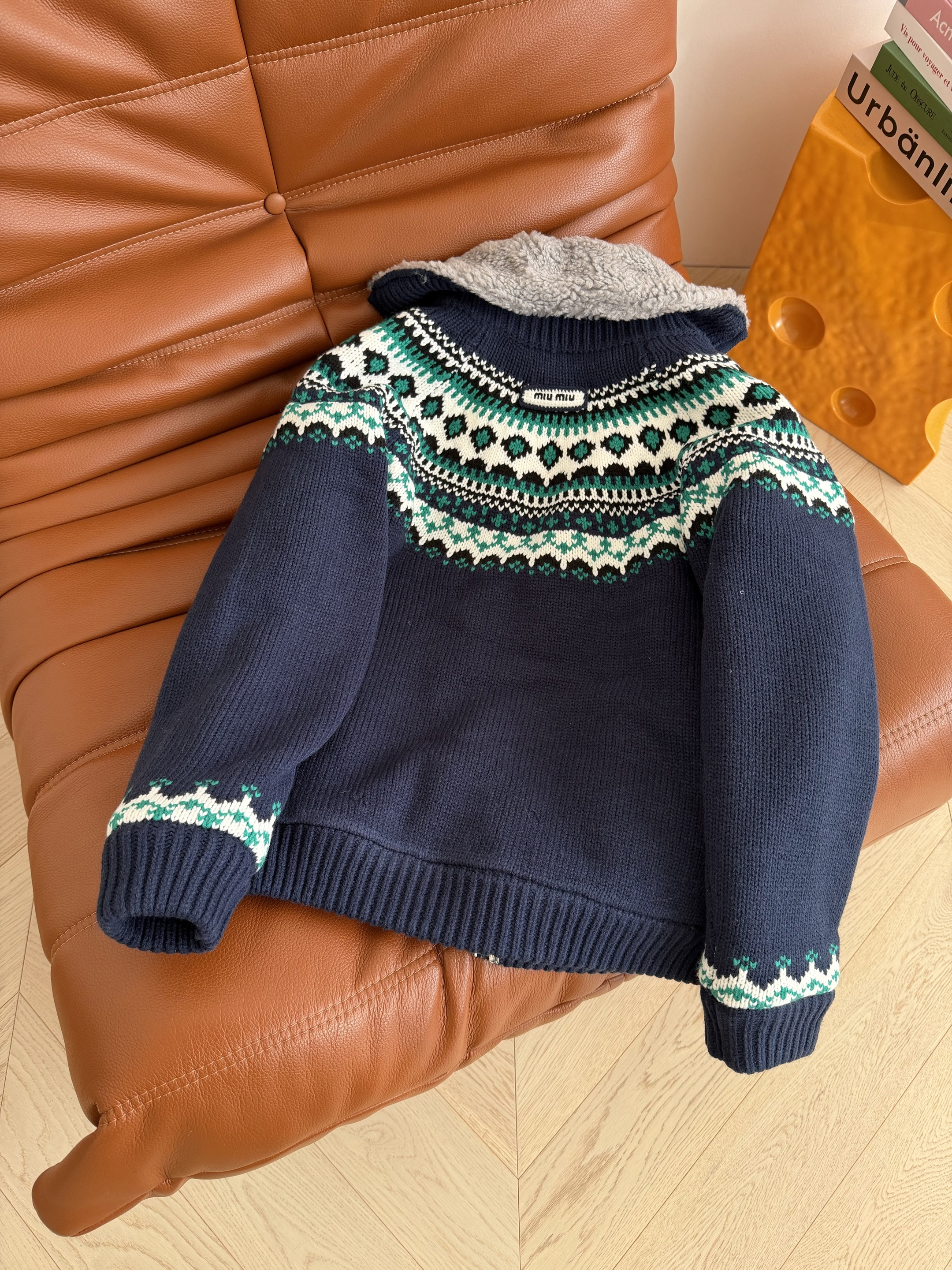 Fair Isle pattern cardigan sweater coat