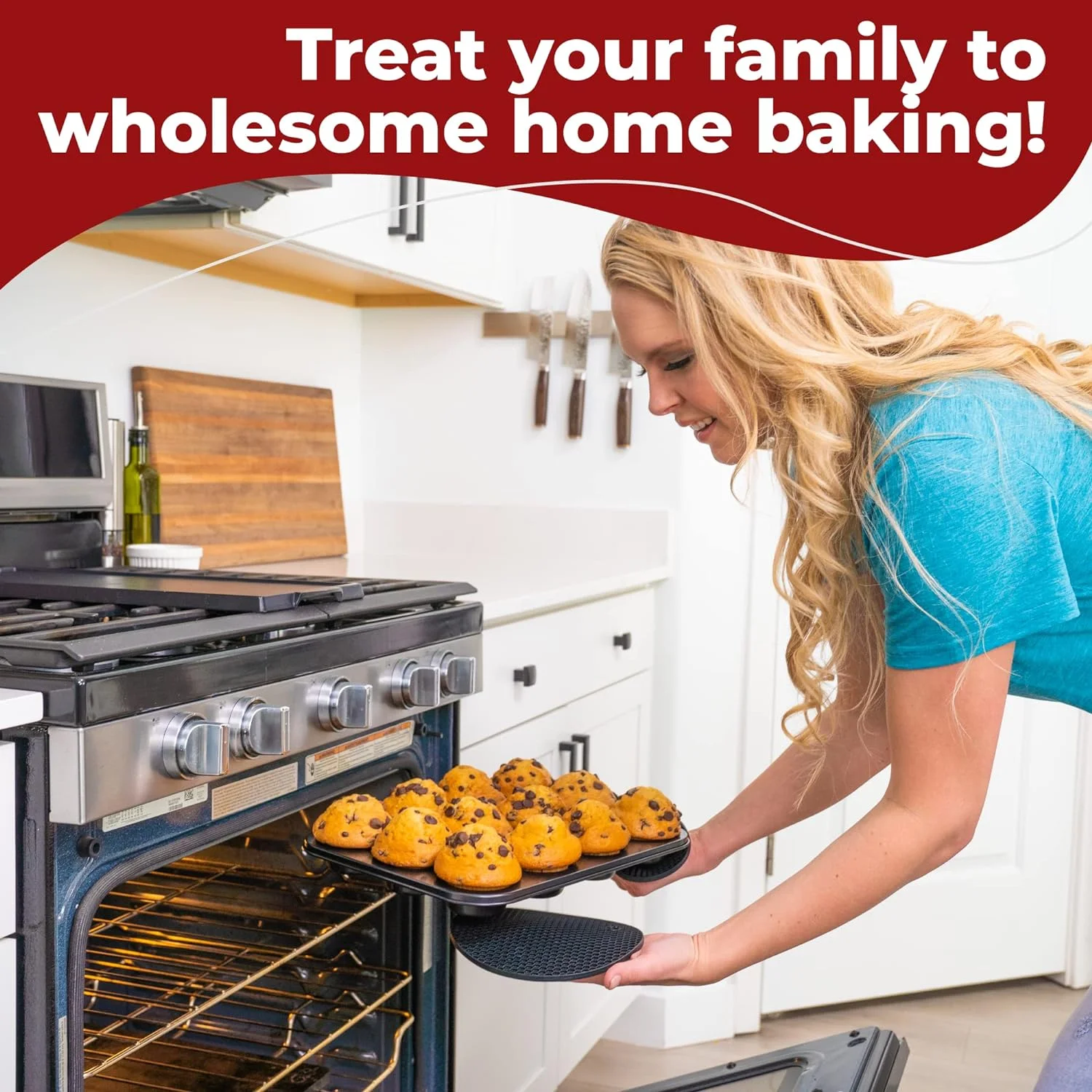 12 PC Carbon Steel Baking Pans Set Nonstick, Kitchen Essentials for New Home, Nonstick Bakeware with Cake Muffin Tins