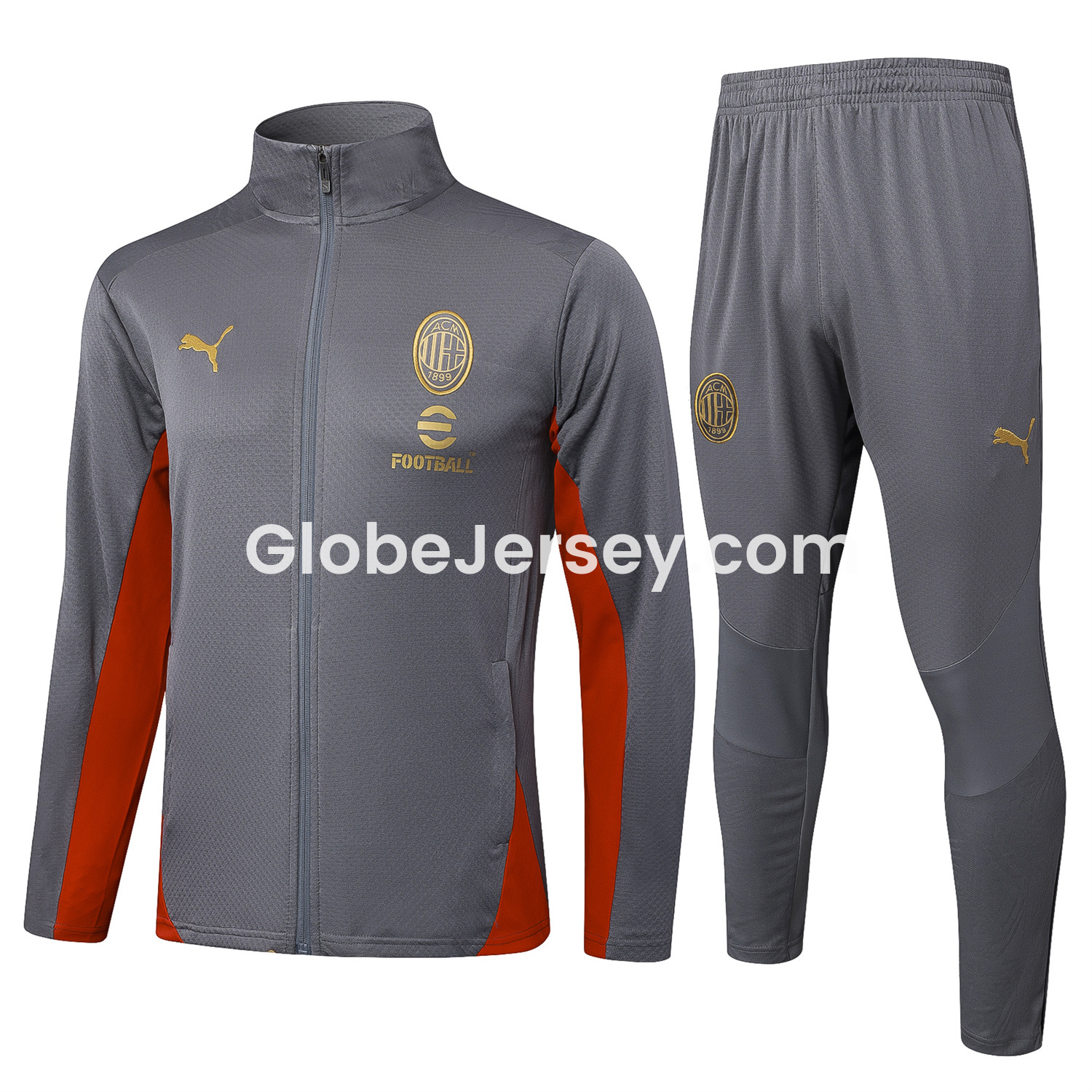AC Milan 25-26 Jacket Training Tracksuit - Grey top & Grey Pants