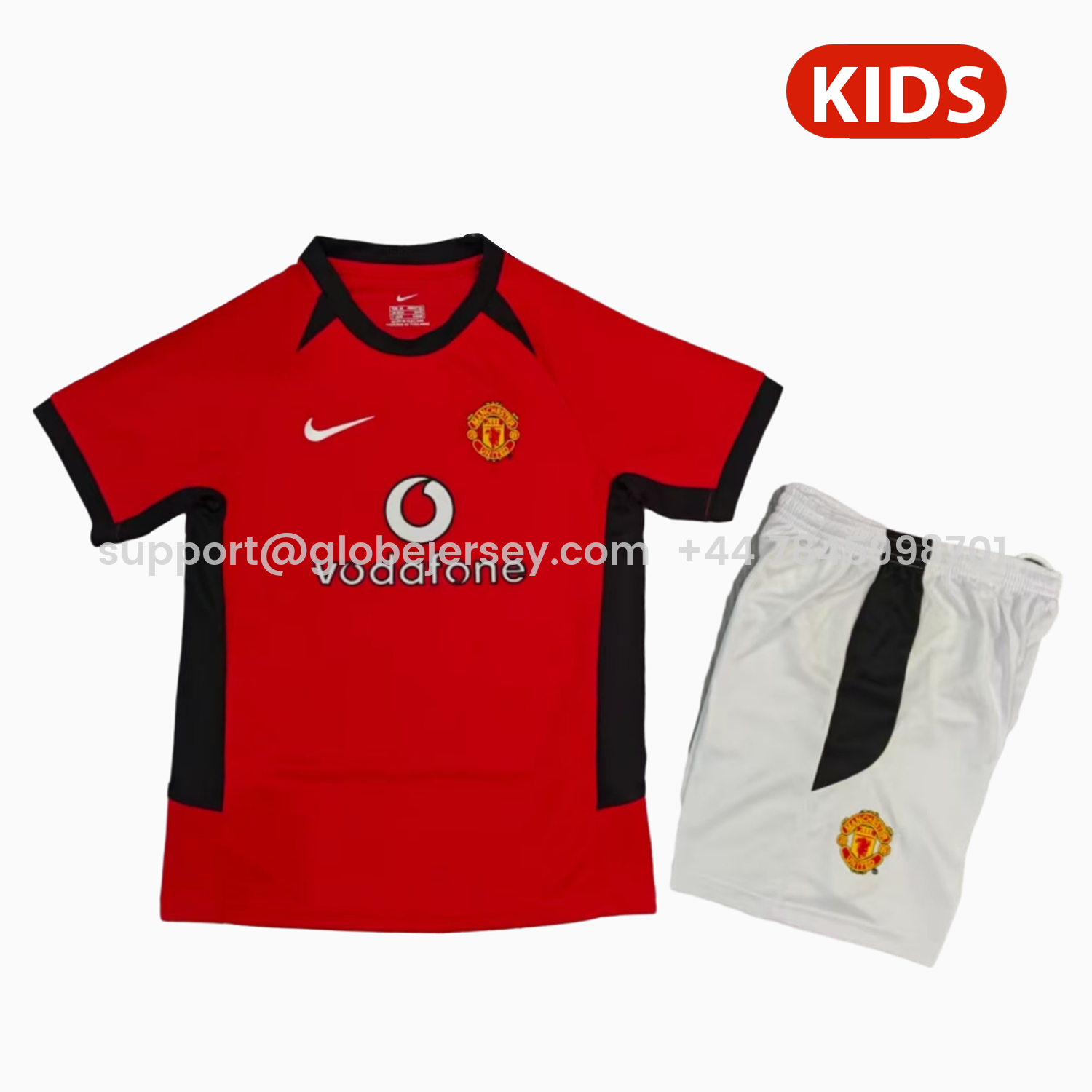 Retro Manchester United 2002-04 Home Kids Kit