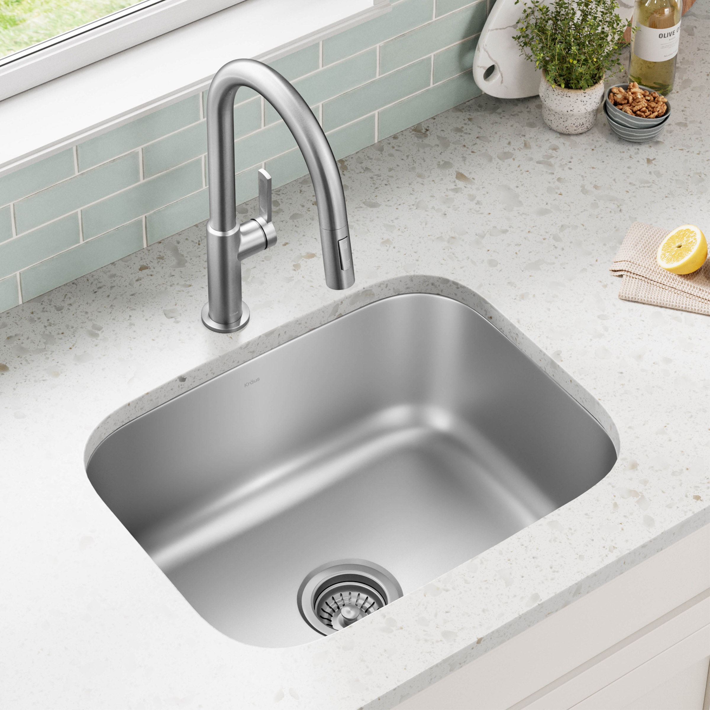KRAUS Undermount Single Bowl Stainless Steel Kitchen Sink