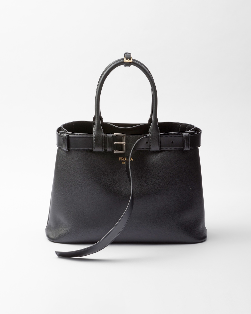 Buckle Large Leather Handbag With Belt