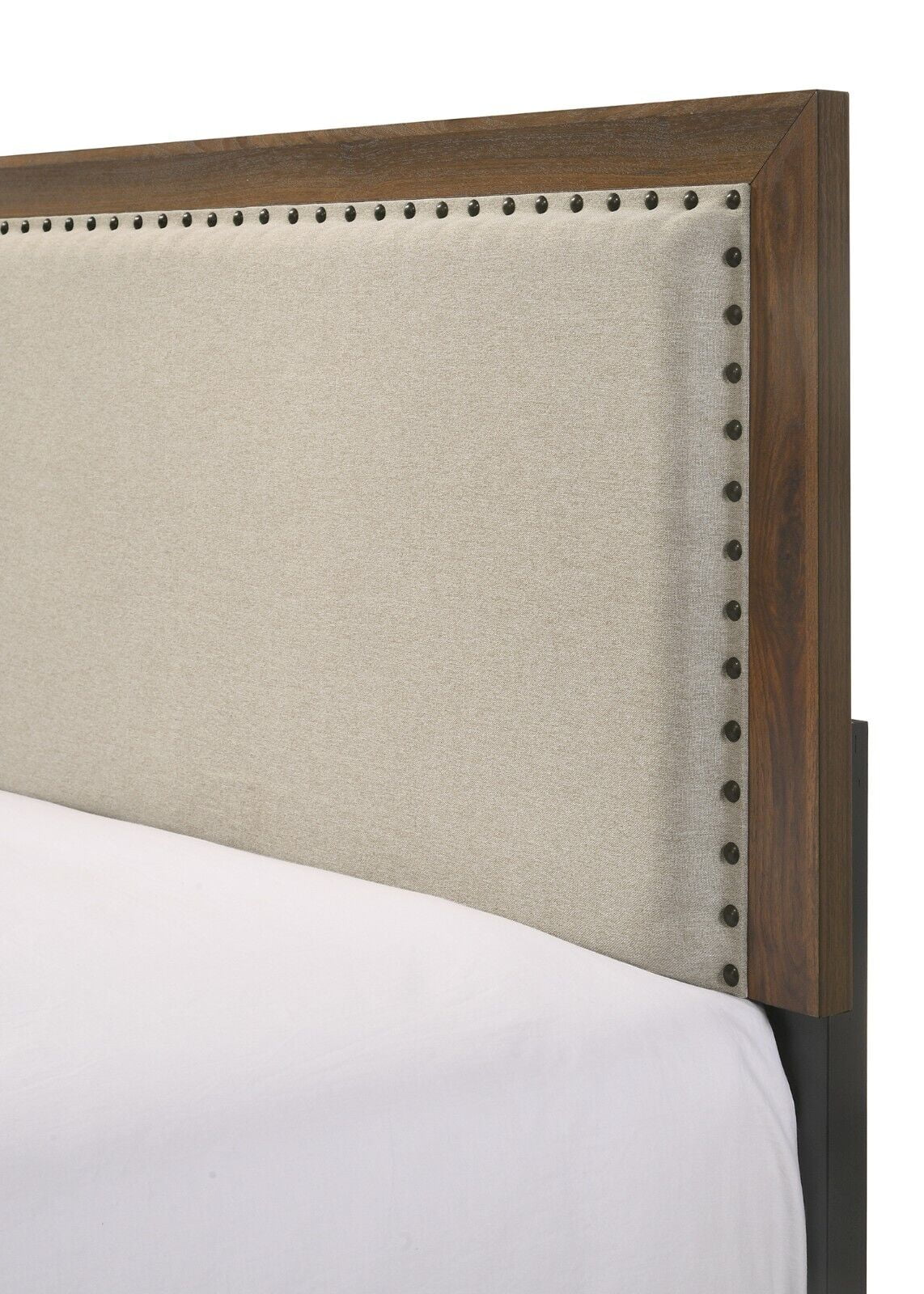 Beautiful Brown Cherry Finish 4Pc Full Size Upholstered HB Panel Bed Set Wooden Bedroom Furniture