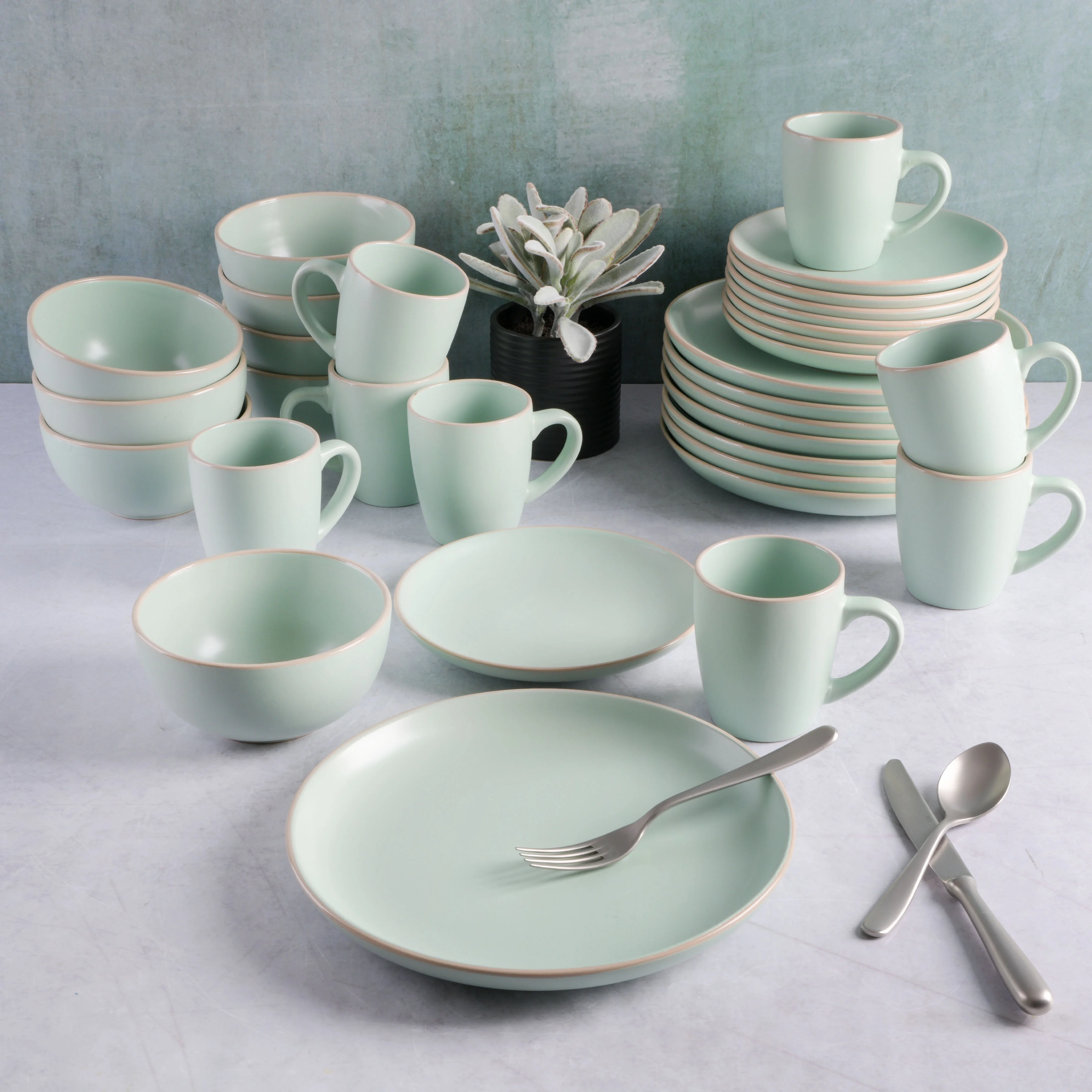 Gibson Home Rockaway 32 Piece Dinnerware Set - Gray